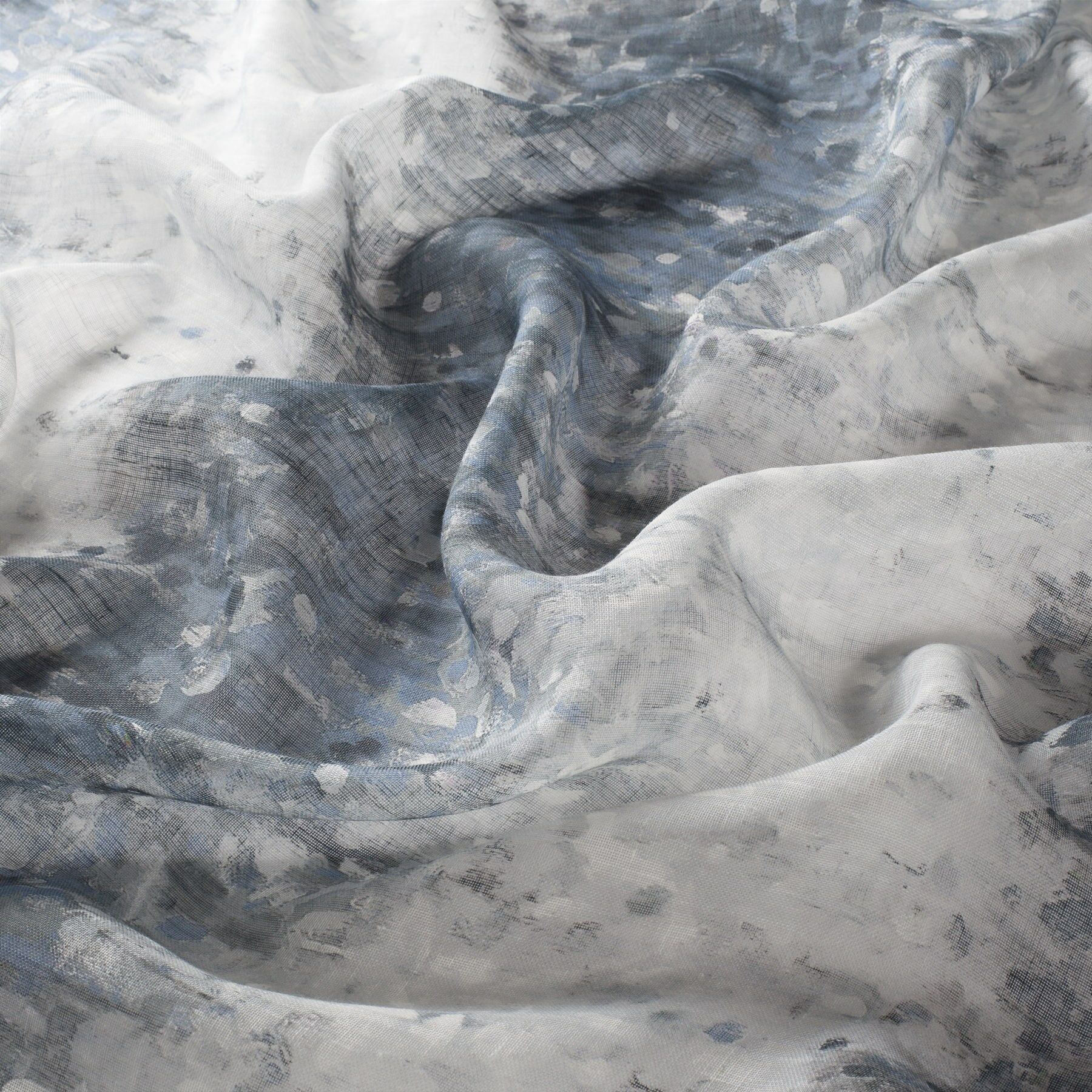 1 8879 050 Monet Jab Vorhangstoff Meterware Gemustert Blau