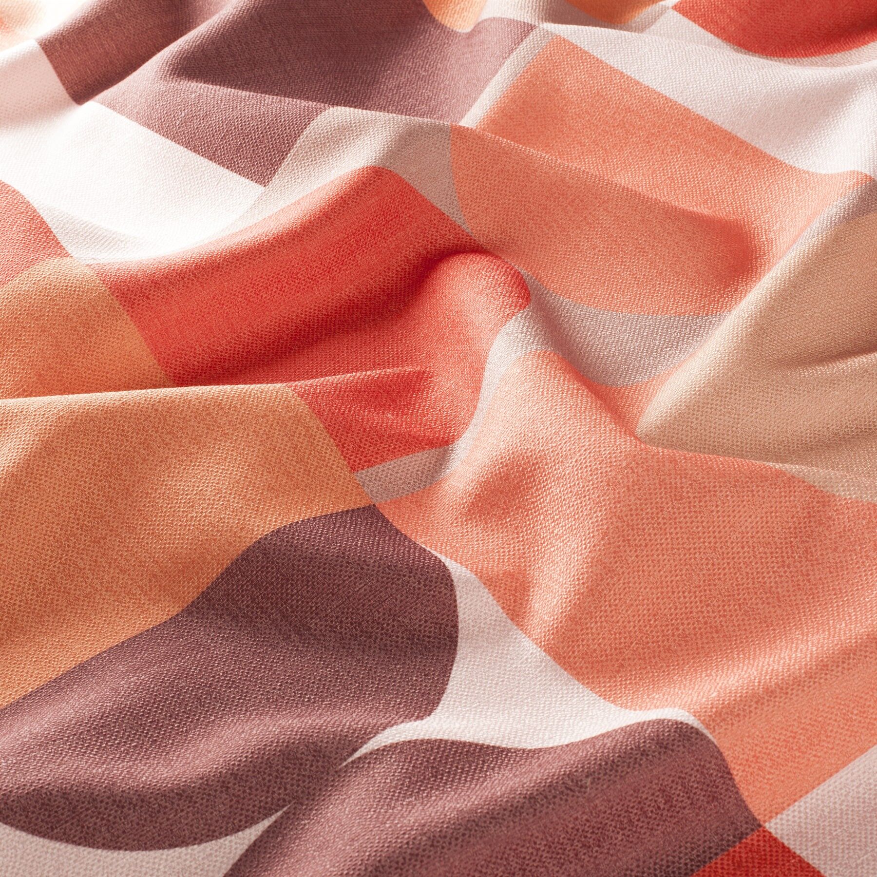 1 8940 010 Records Jab Vorhangstoff Meterware Gemustert Rot Orange