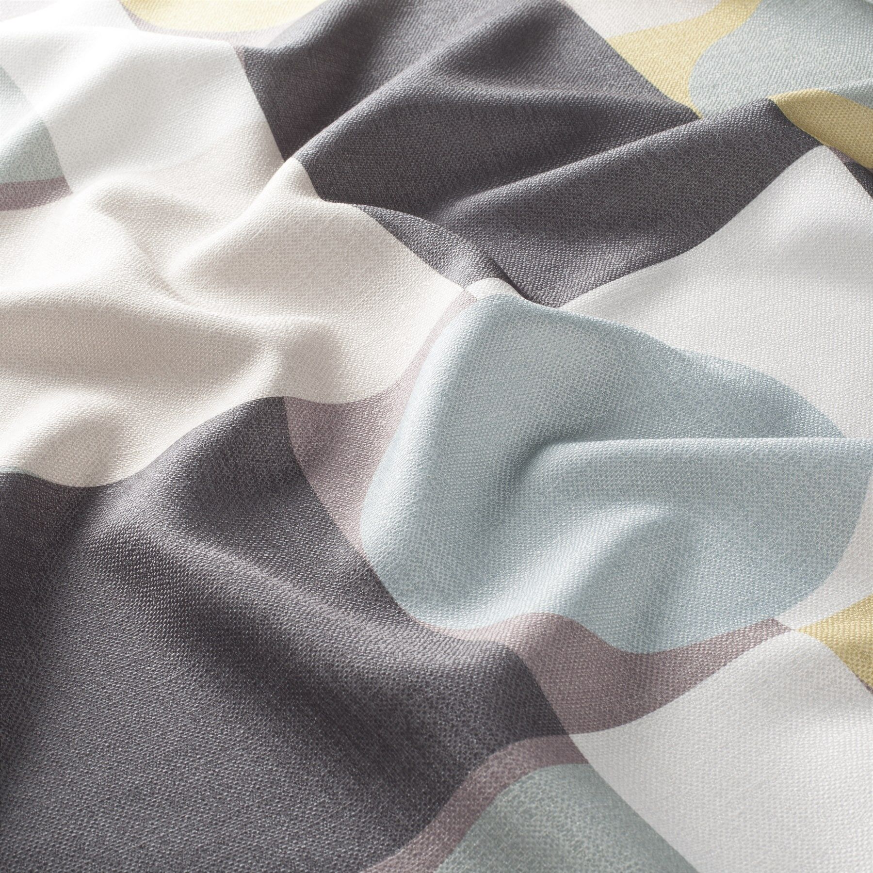 1 8940 050 Records Jab Vorhangstoff Meterware Gemustert Blau Grau