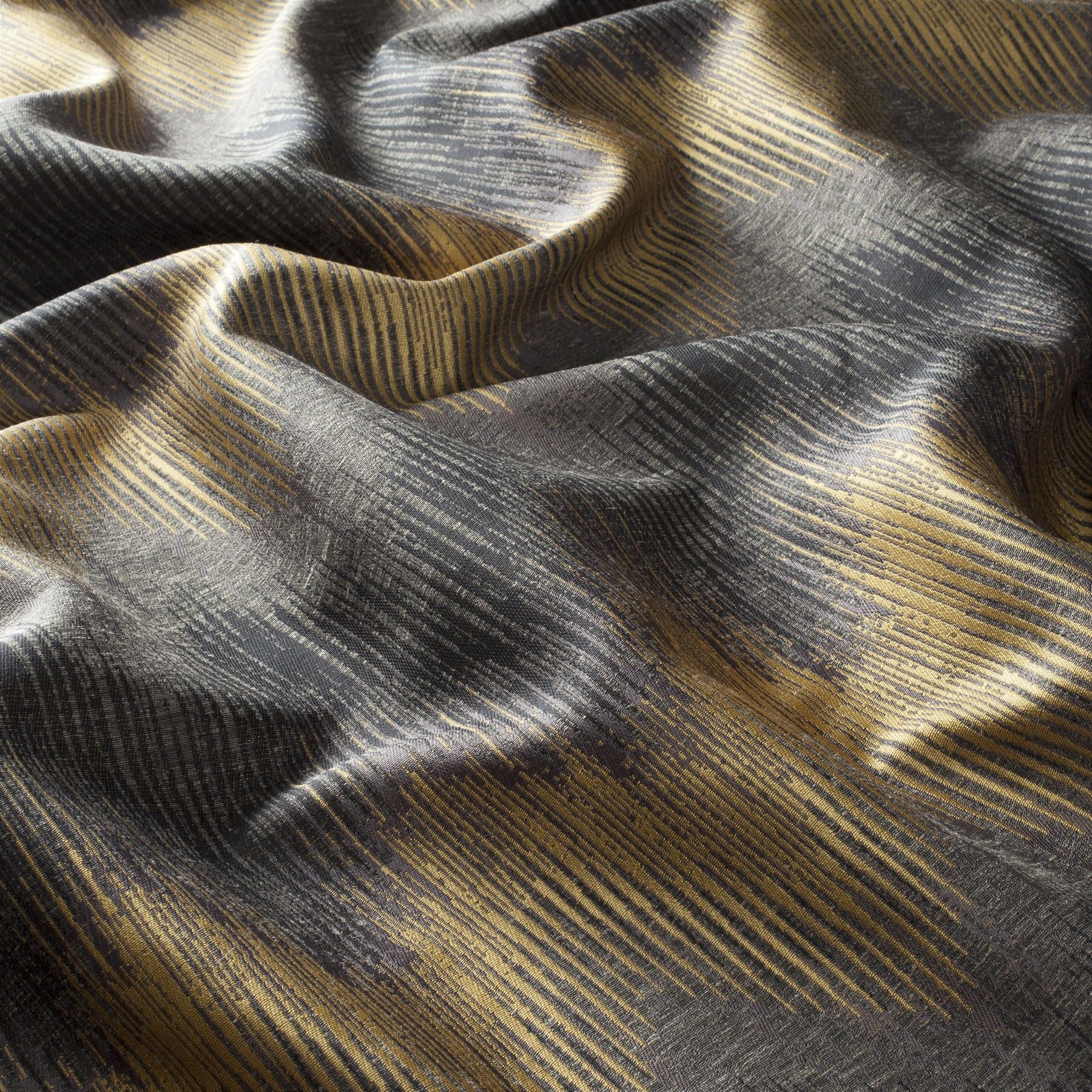 9 7875 040 Cavo Jab Vorhangstoff Meterware Gemustert Gold Schwarz