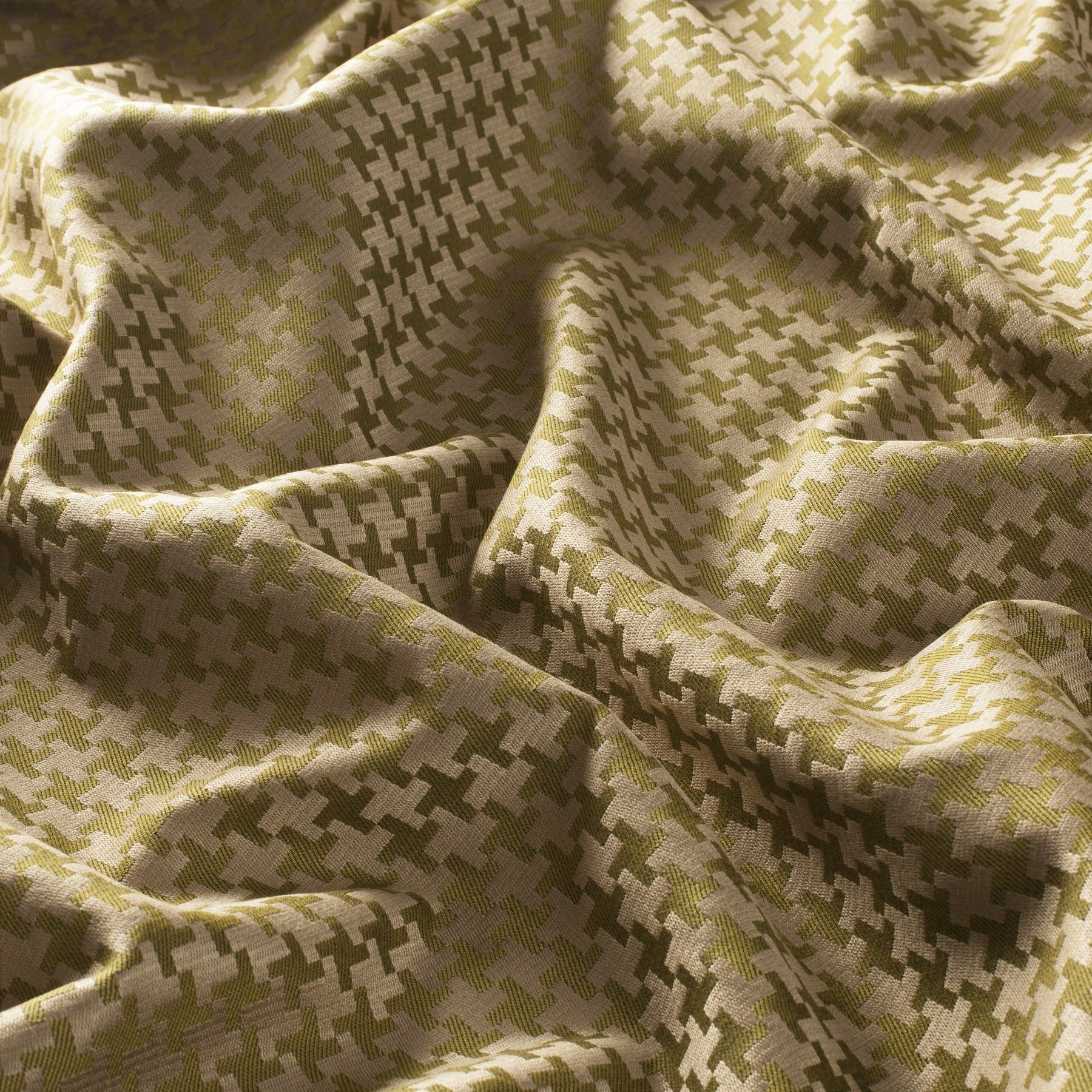 Ca1458 031 Allusione Jab Vorhangstoff Meterware Gemustert Gruen Braun