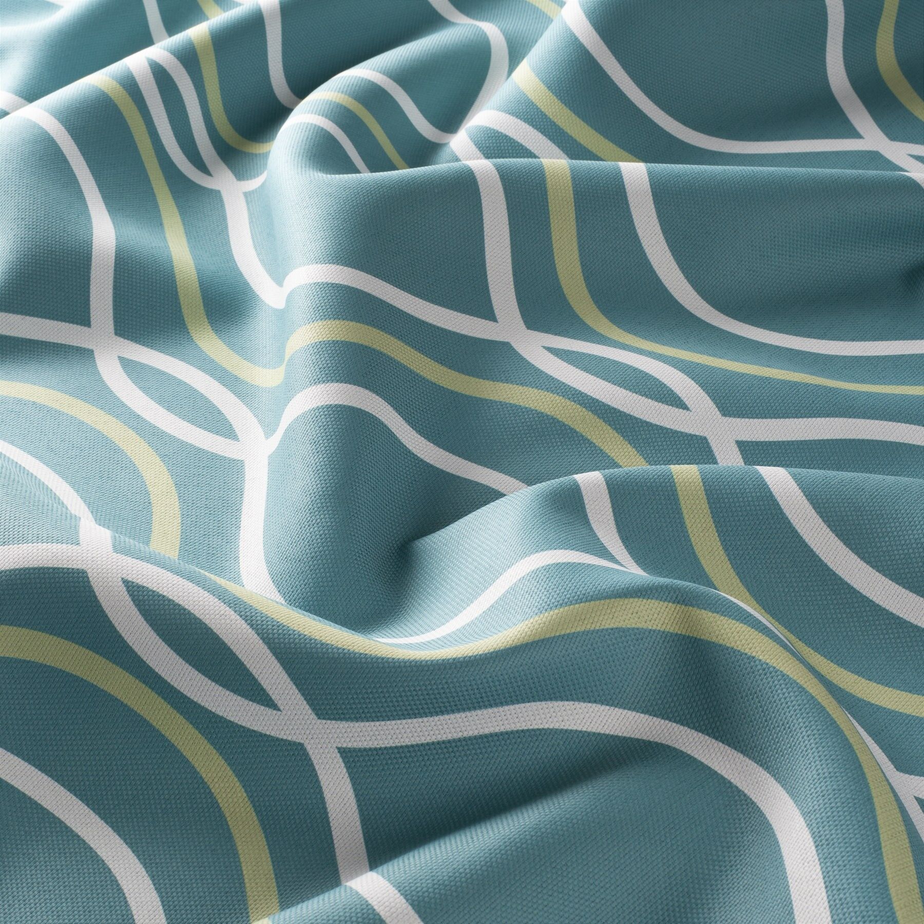 1 8935 080 Wave Jab Vorhangstoff Meterware Gemustert Tuerkis
