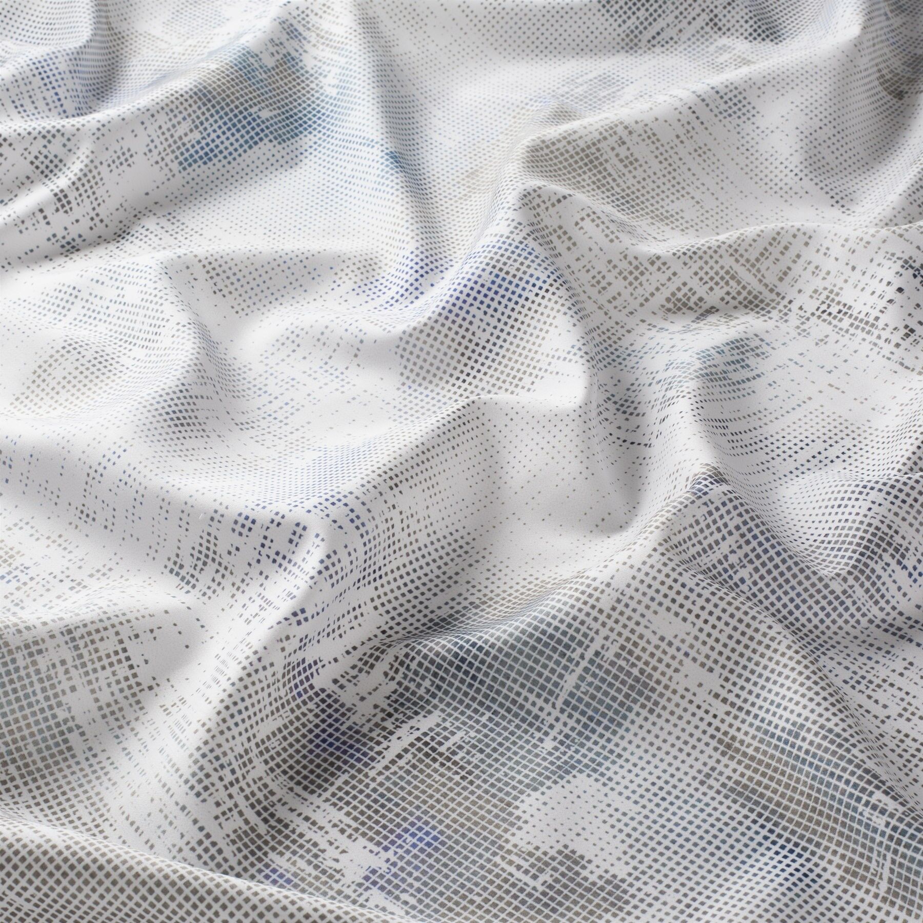 8 1867 050 Pixel Jab Vorhangstoff Meterware Gemustert Weiss Blau