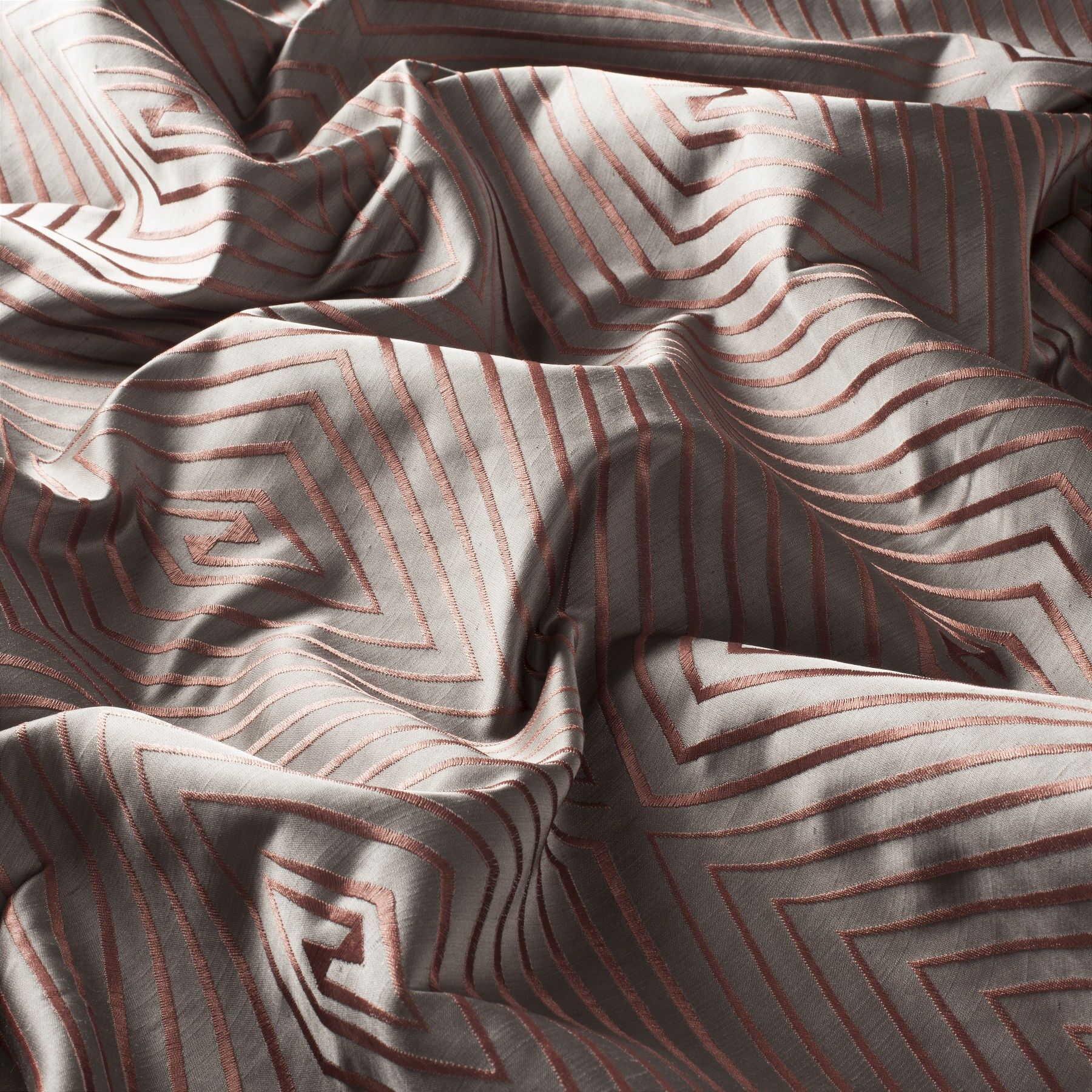 9 7808 060 Saismo Jab Vorhangstoff Meterware Gemustert Orange Braun