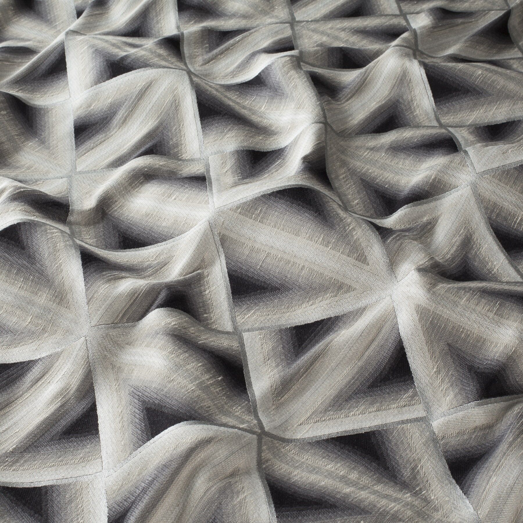 9 7937 091 Illusion Jab Vorhangstoff Meterware Gemustert Grau Schwarz