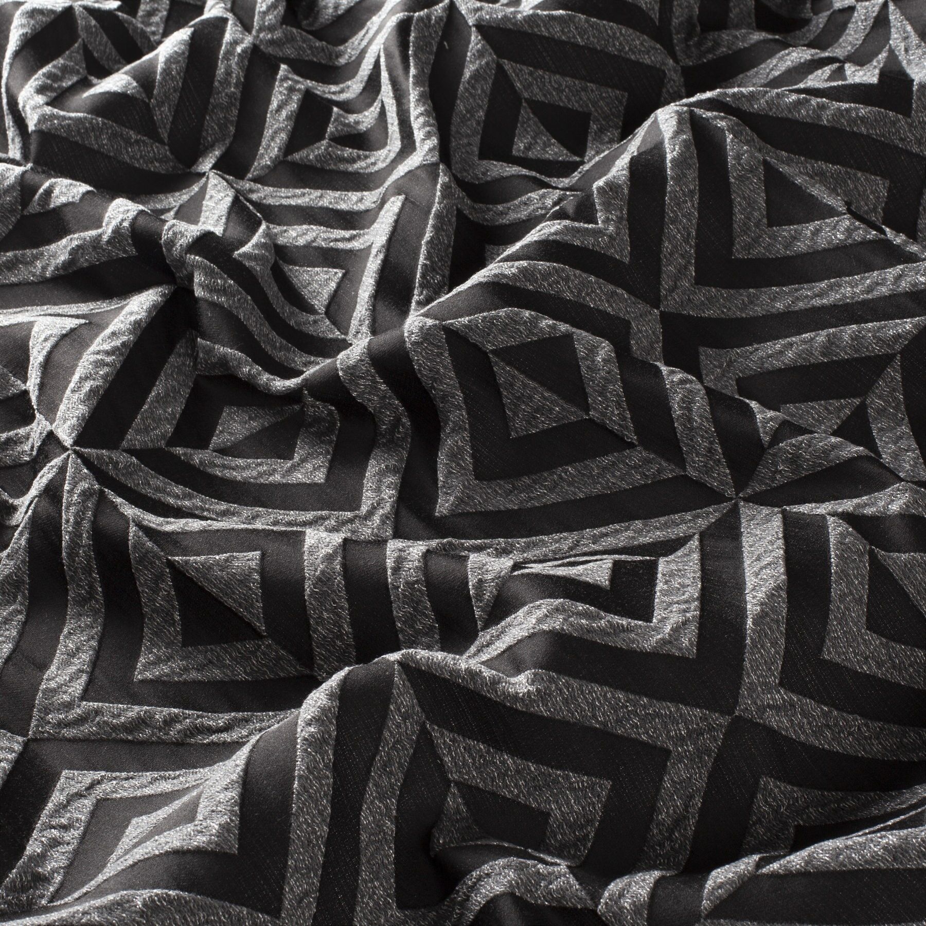 Ca1546 092 Cryptic Jab Vorhangstoff Meterware Gemustert Grau Schwarz