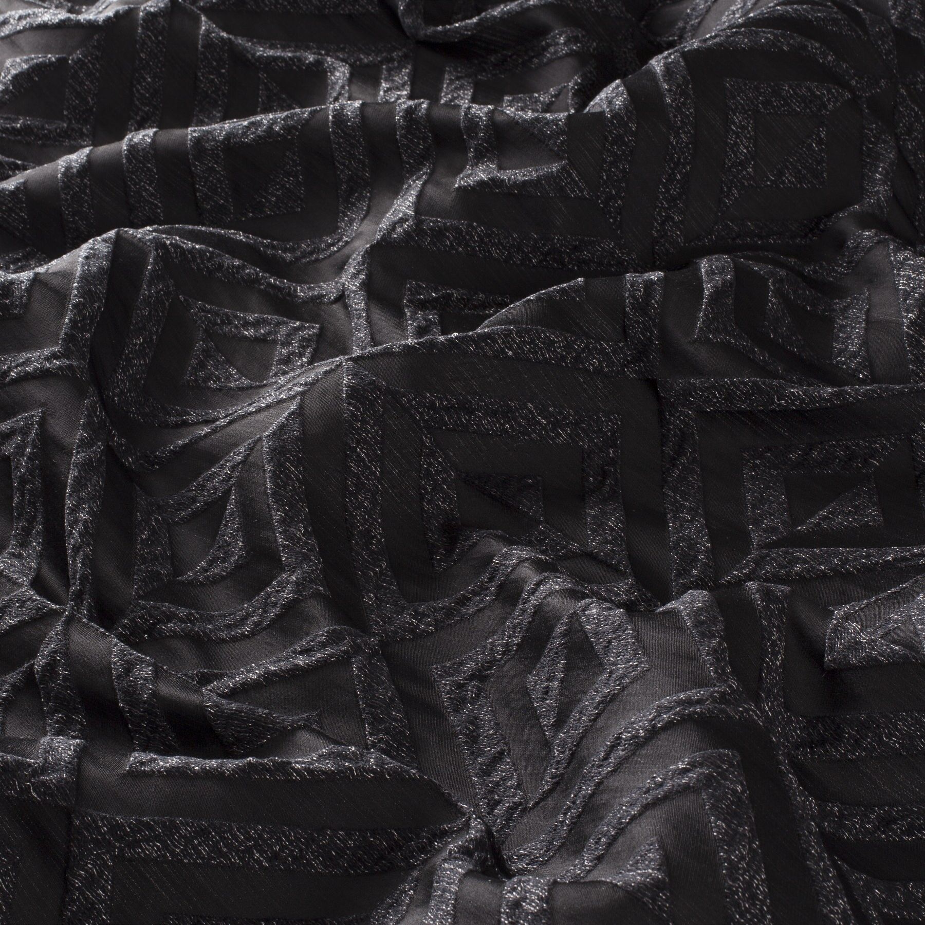 Ca1546 099 Cryptic Jab Vorhangstoff Meterware Gemustert Schwarz