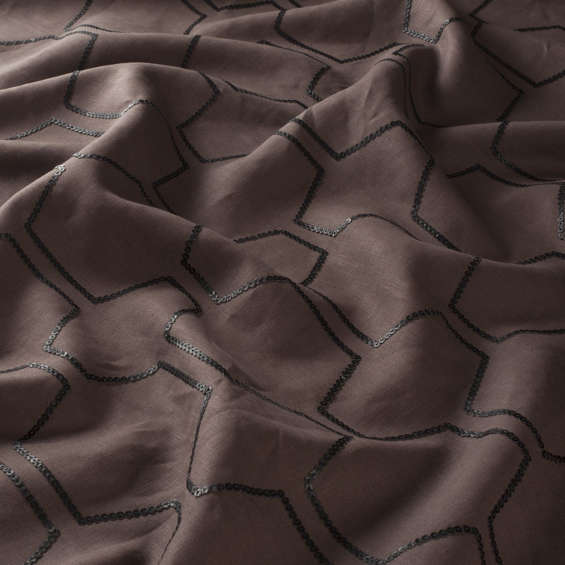 Ca1589 020 Cosmic Diamond Jab Vorhangstoff Meterware Gemustert Braun