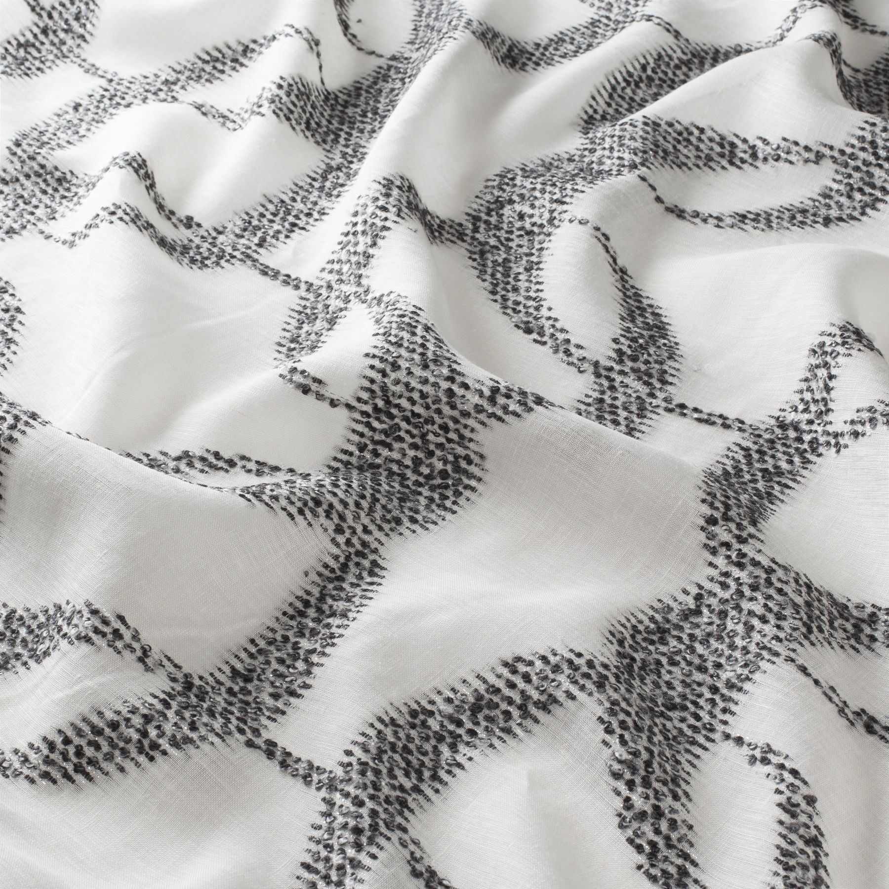 Ca1704 099 Unchain My Heart Jab Vorhangstoff Meterware Gemustert Weiss Schwarz