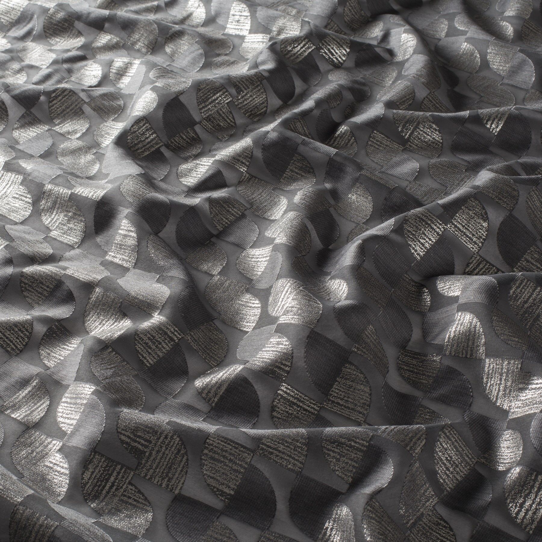 Ja8069 092 Solaire Jab Vorhangstoff Meterware Gemustert Grau