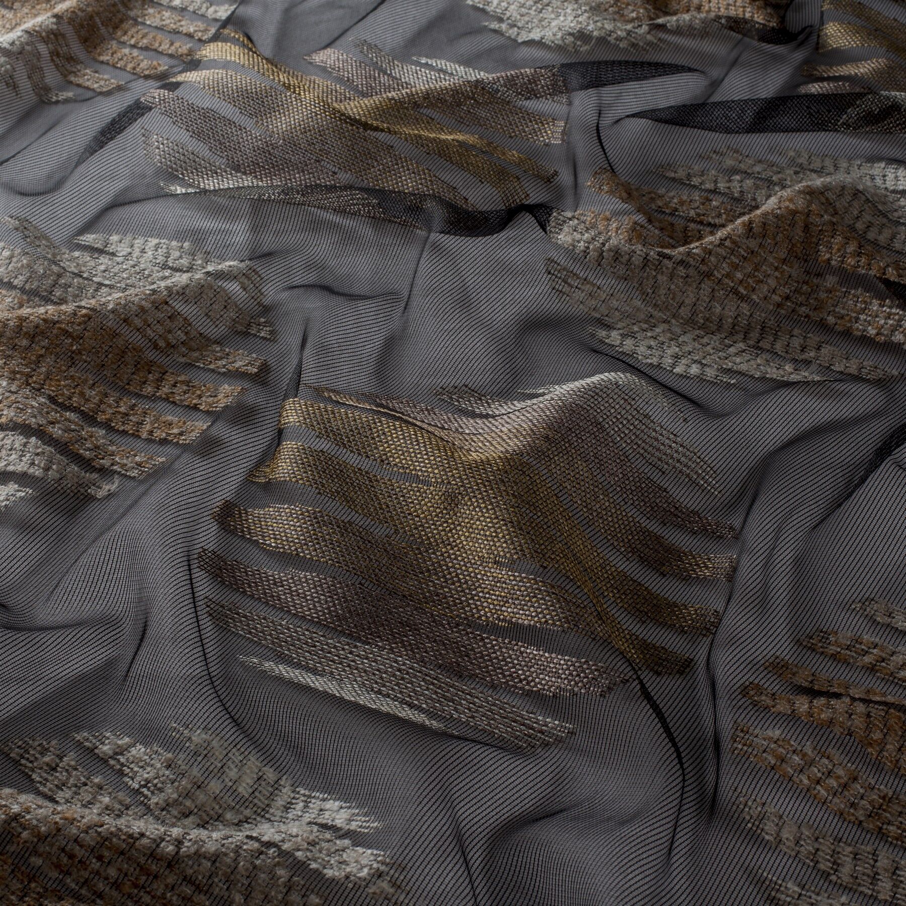 Ch3278 020 New Balance Jab Vorhangstoff Meterware Gemustert Braun