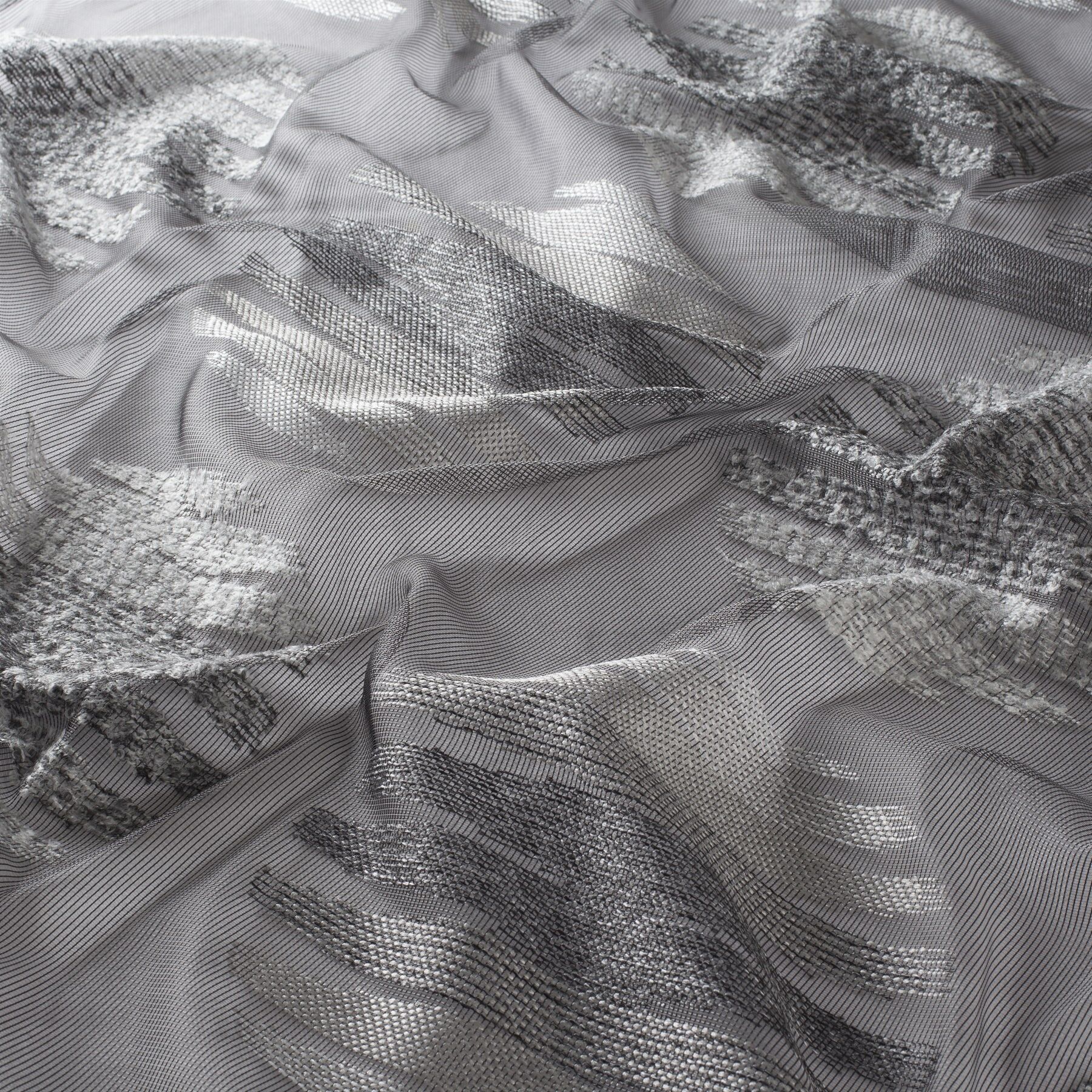 Ch3278 091 New Balance Jab Vorhangstoff Meterware Gemustert Grau