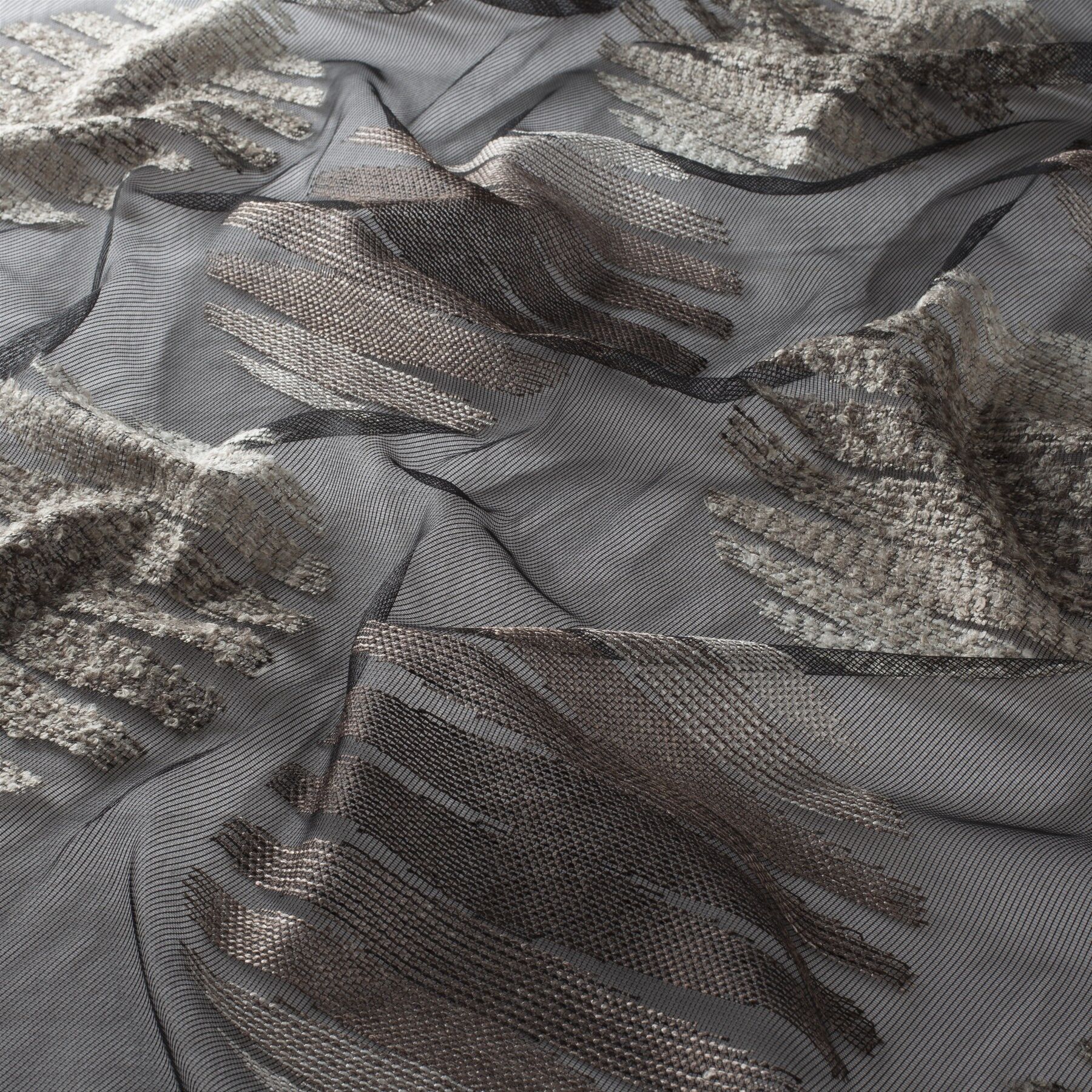 Ch3278 099 New Balance Jab Vorhangstoff Meterware Gemustert Grau