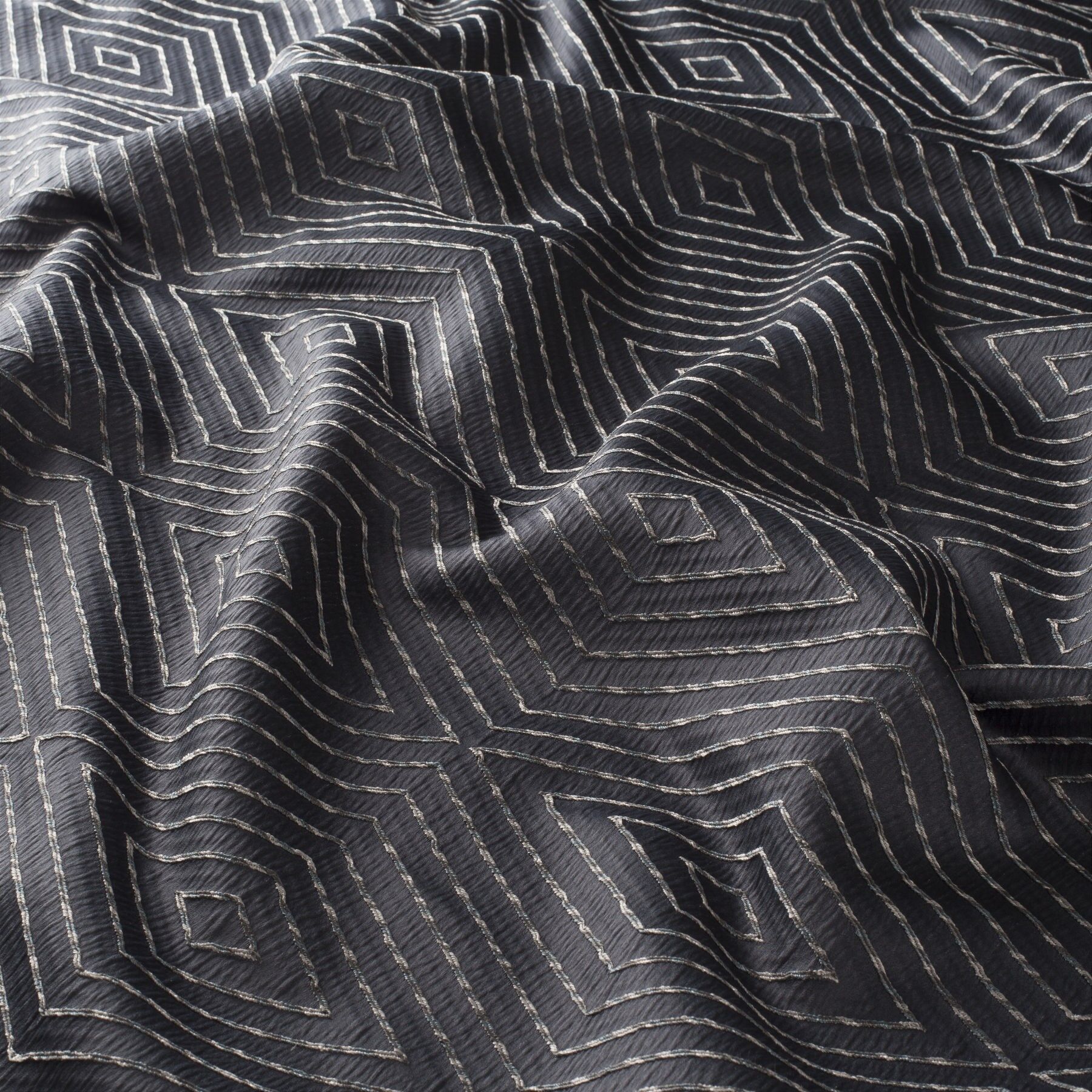 Ja7131 099 Outlines Jab Vorhangstoff Meterware Gemustert Schwarz