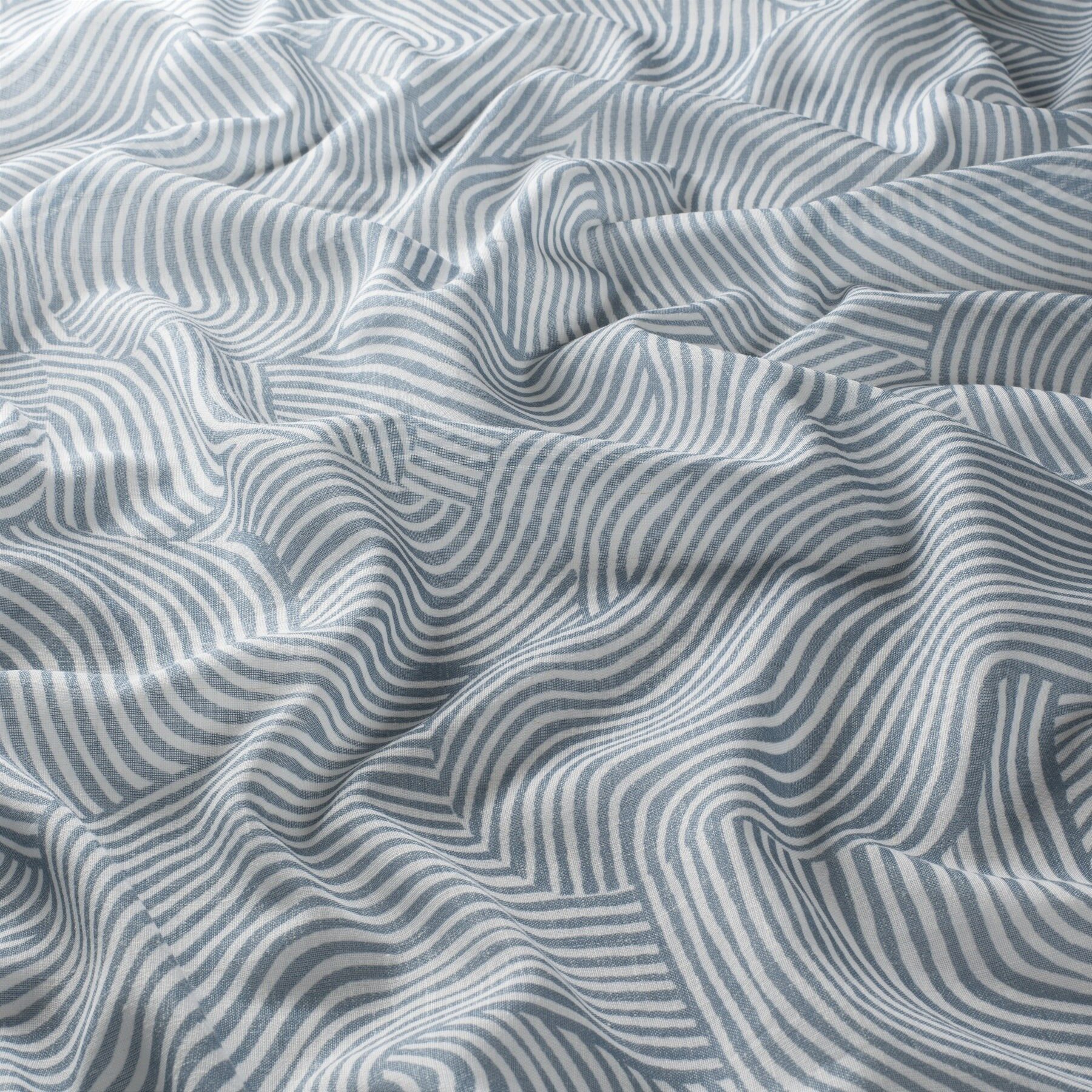 Ja8077 050 Onda Jab Vorhangstoff Meterware Gemustert Blau