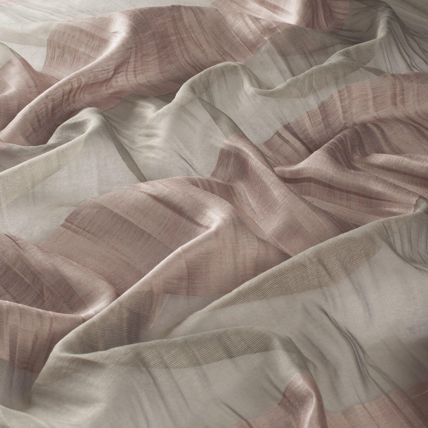 9 7856 060 Loftline Jab Gardinenstoff Meterware Gestreift Rosa Beige