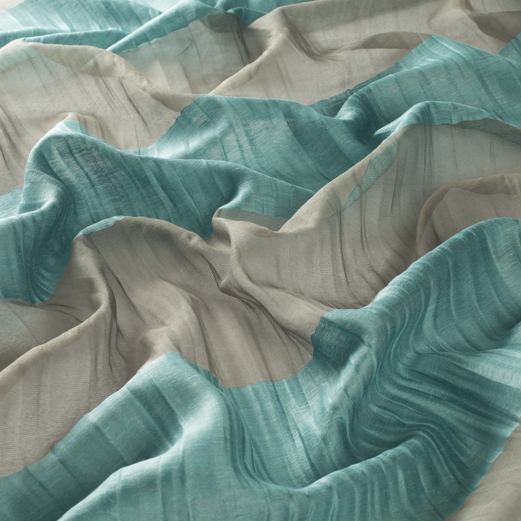 9 7856 080 Loftline Jab Gardinenstoff Meterware Gestreift Tuerkis Beige 9 7856 080 Loftline Jab Gardinenstoff Meterware Gestreift Tuerkis Beige