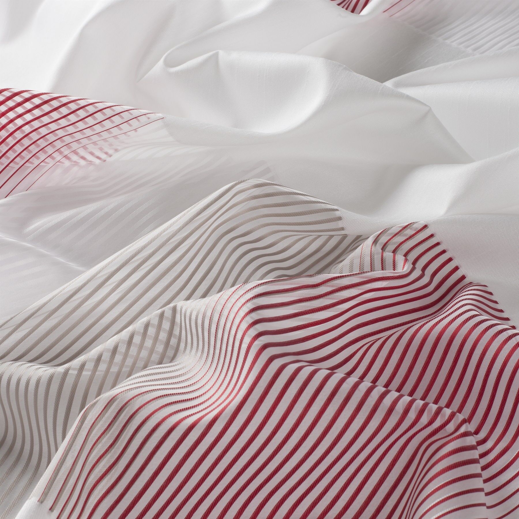 8 4879 010 Tape Jab Vorhangstoff Meterware Gestreift Weiss Rot