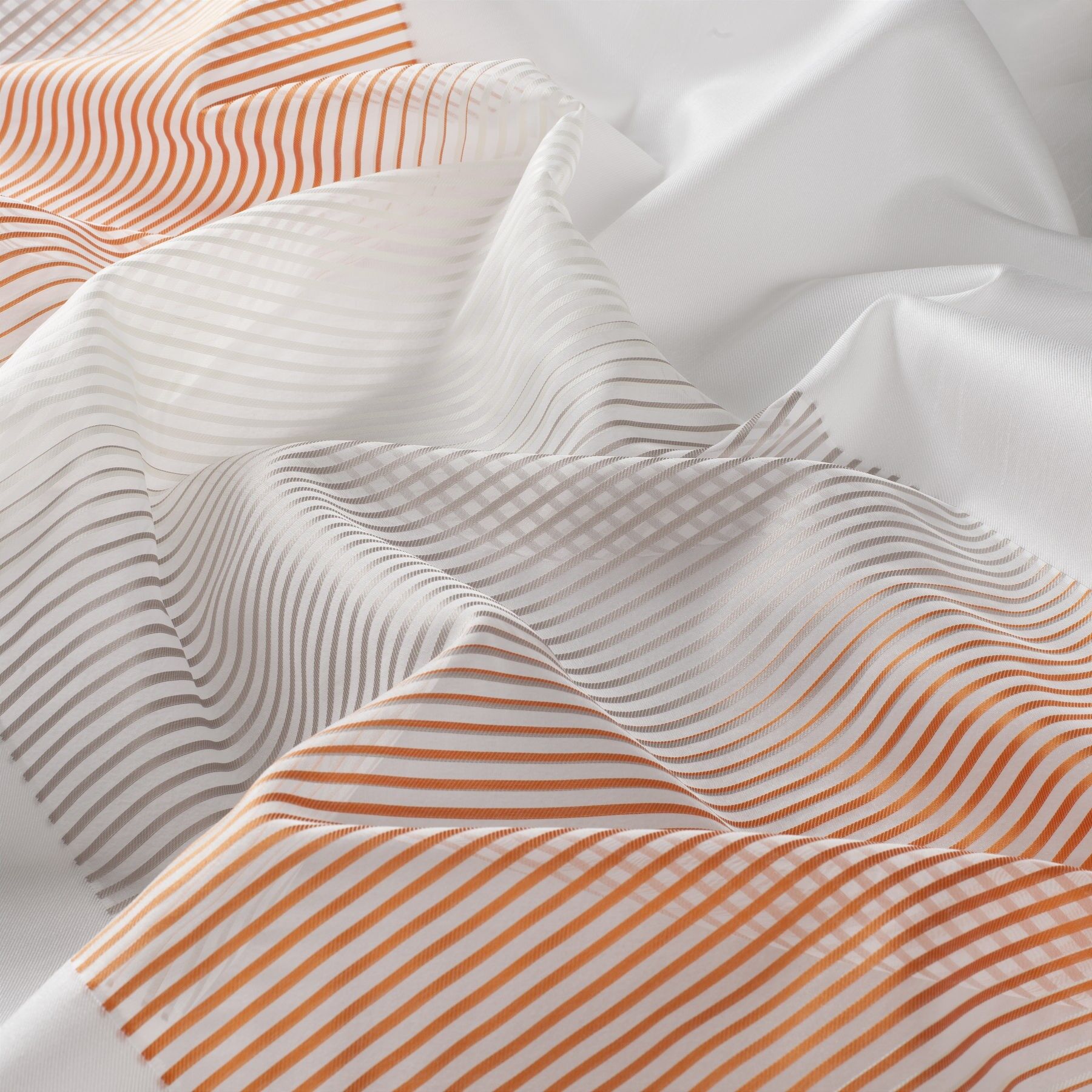 8 4879 060 Tape Jab Vorhangstoff Meterware Gestreift Weiss Orange