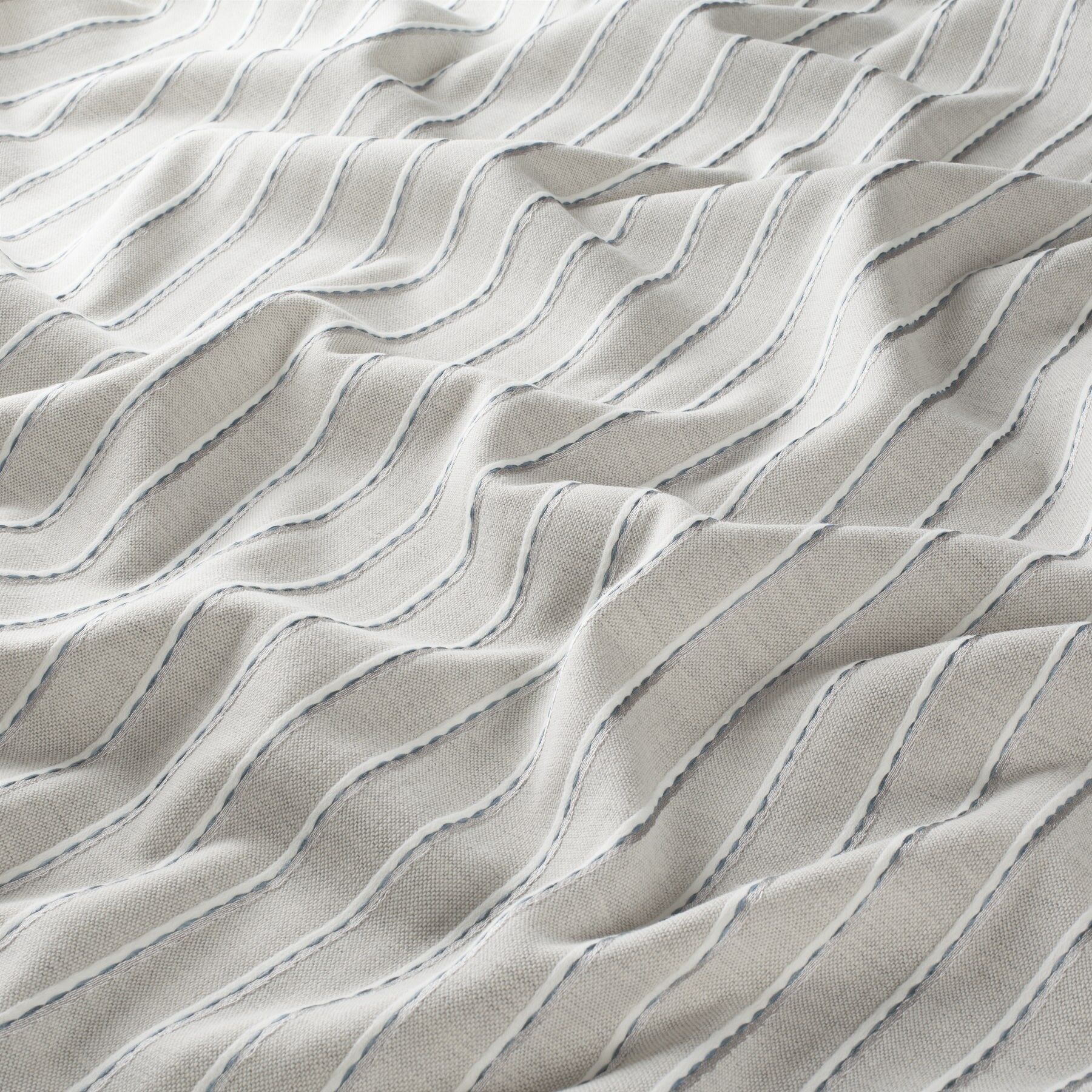 Ja7100 050 Stitch Jab Vorhangstoff Meterware Gestreift Blau Grau