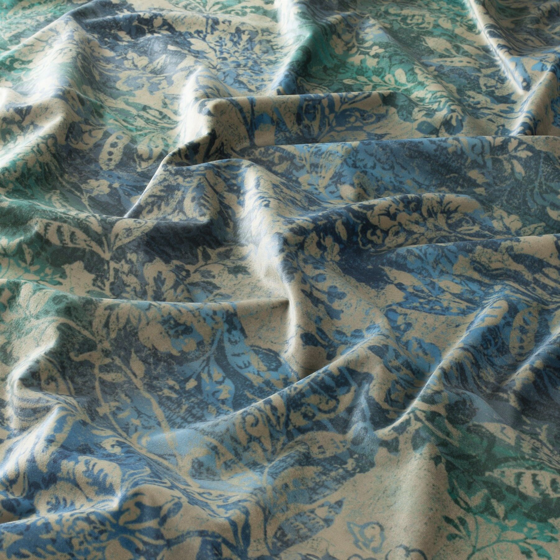 Ca1658 050 Bohemian World Jab Vorhangstoff Meterware Gemustert Blau Gruen