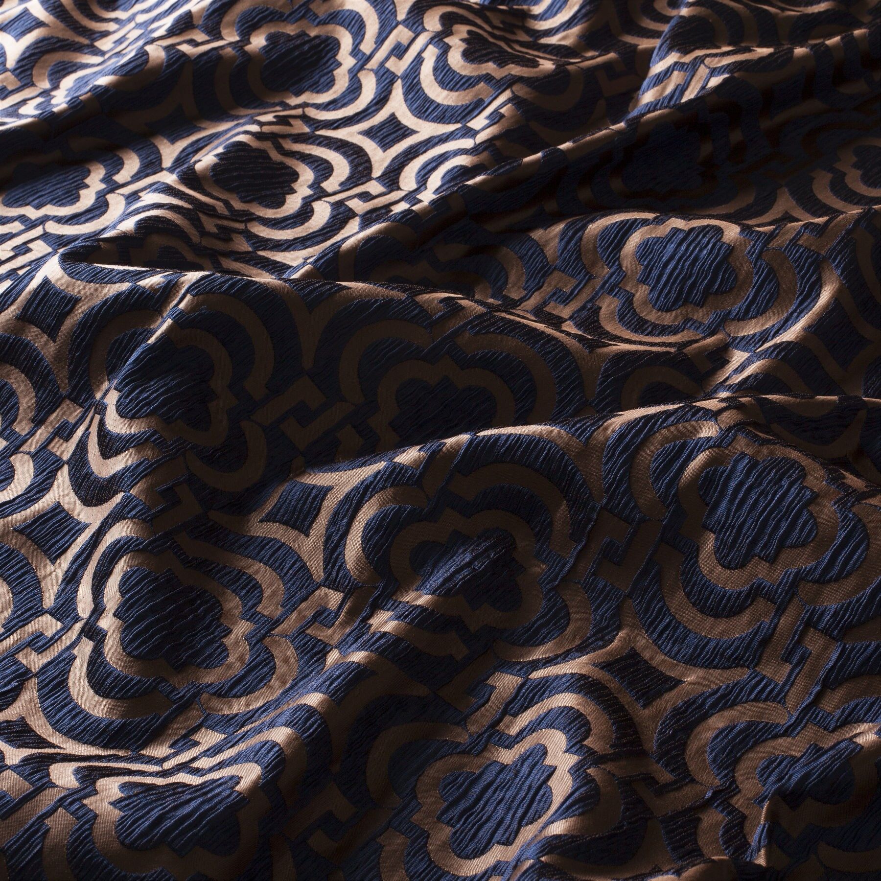 Ja7020 050 Iberis Jab Vorhangstoff Meterware Gemustert Blau Kupfer