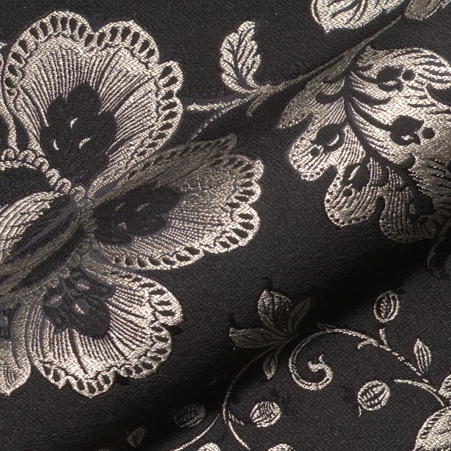 Baronesse Marcella 780 Hoepke Q2 Moebelstoff Floral Schwarz