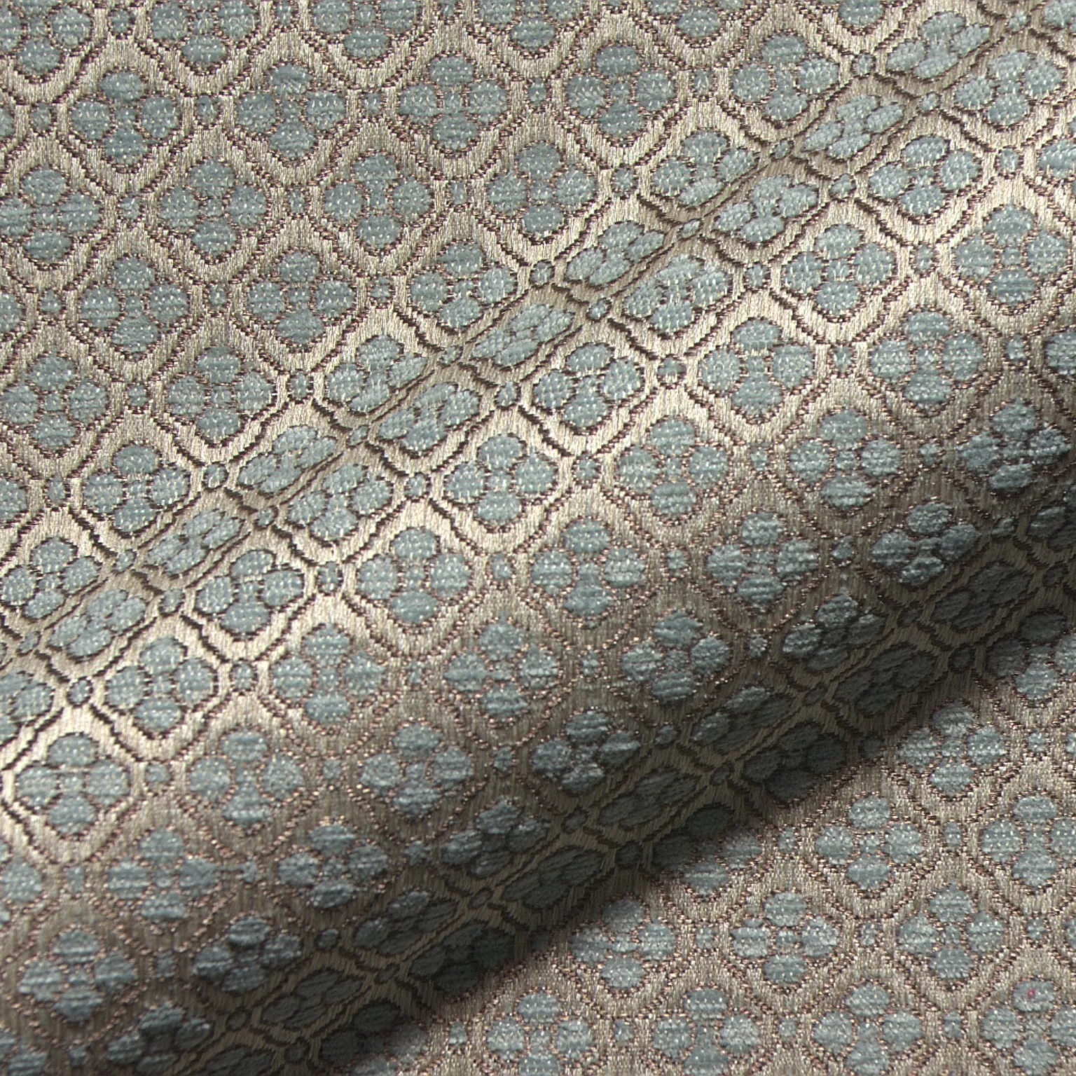 Odense 912 Hoepke Q2 Classique Moebelstoff Gemustert Beige Blau