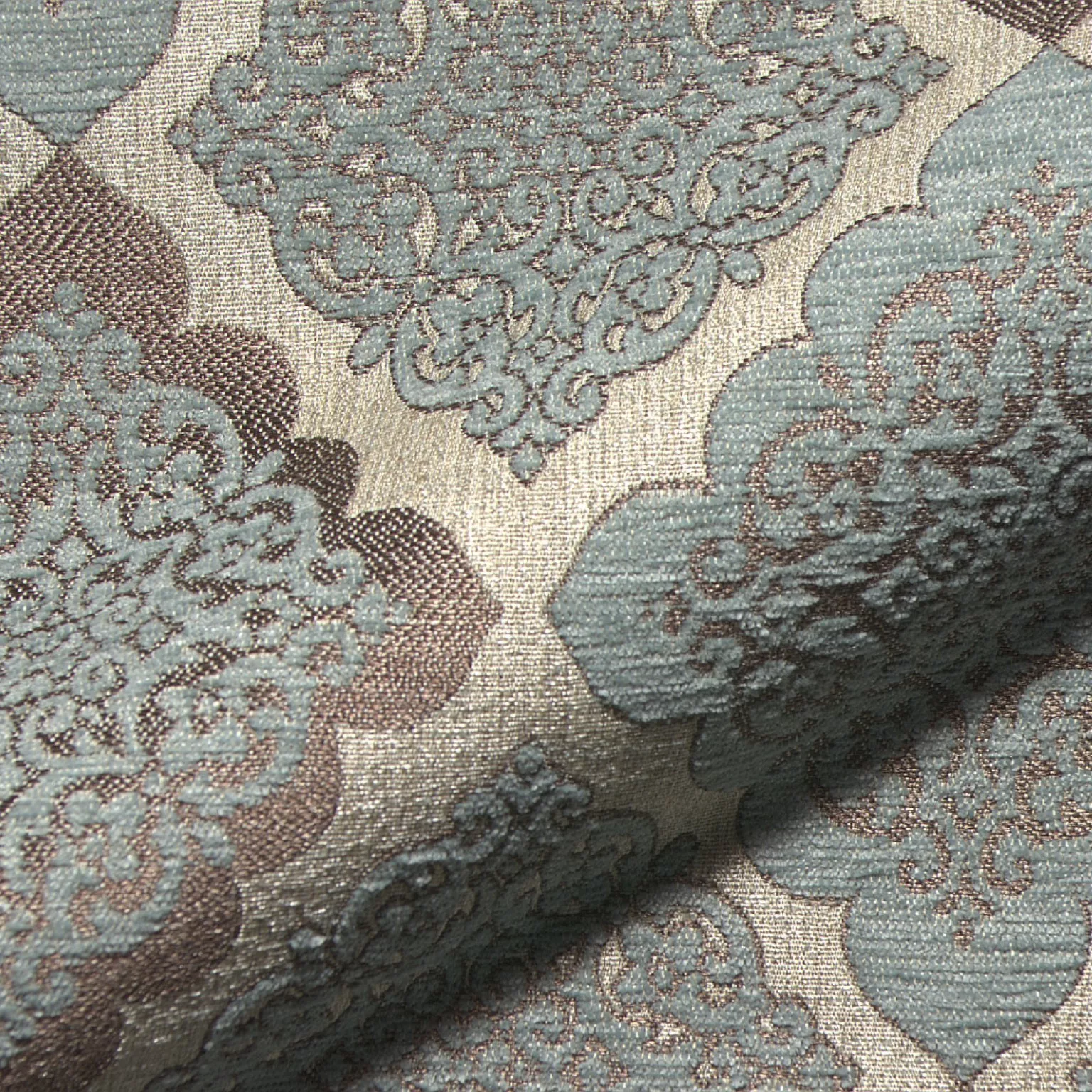 Viborg 952 Hoepke Q2 Classique Moebelstoff Gemustert Beige Blau