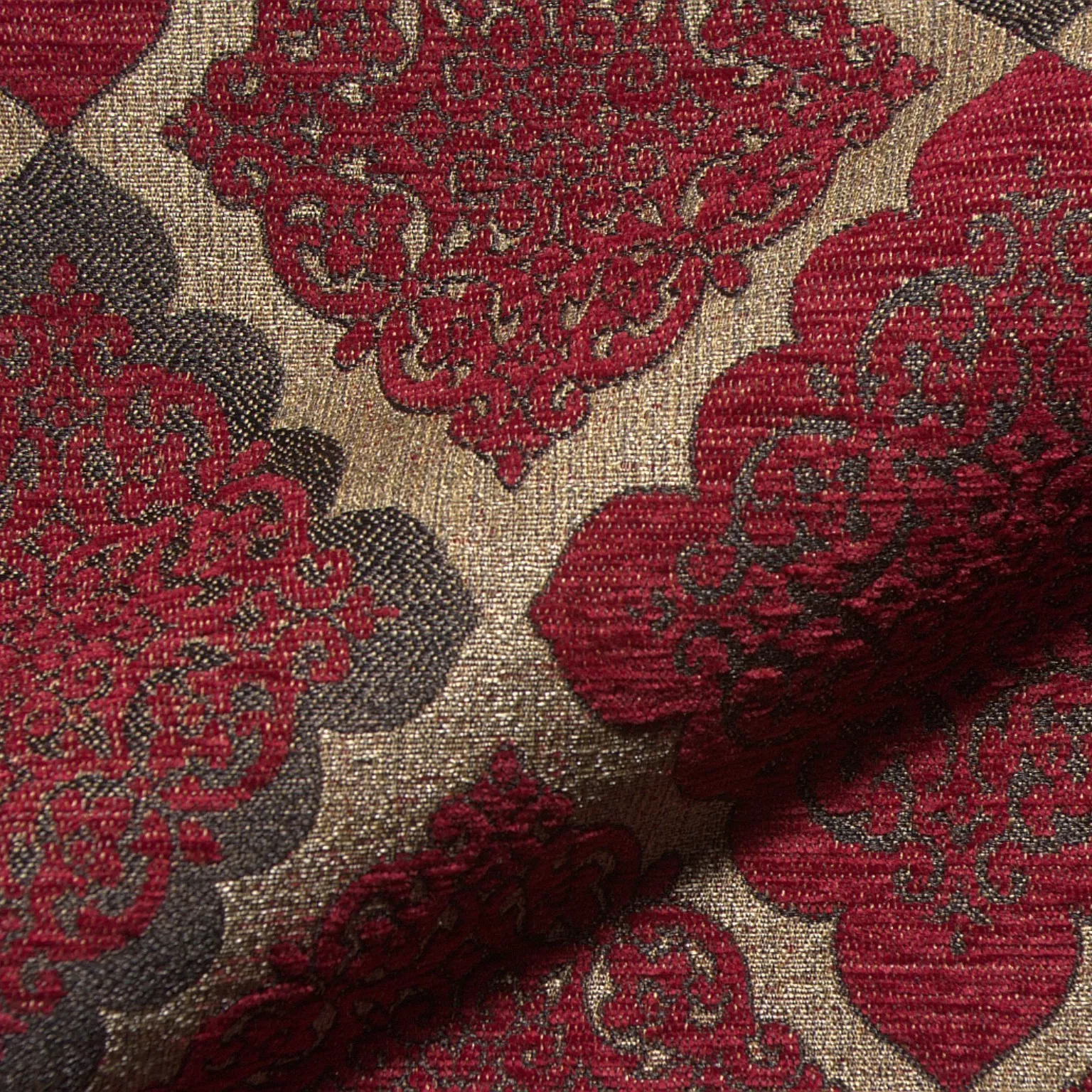 Viborg 954 Hoepke Q2 Classique Moebelstoff Gemustert Beige Rot