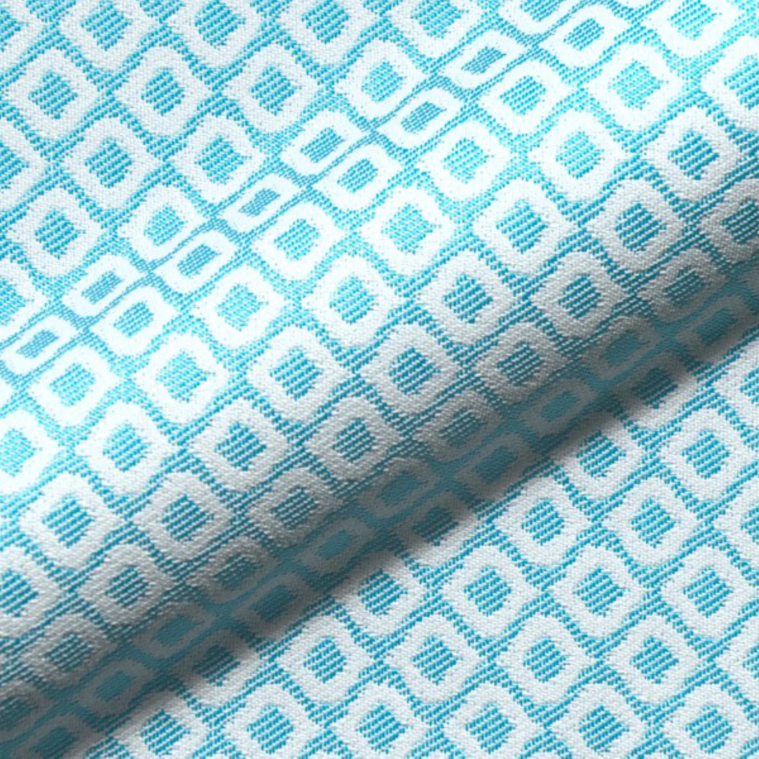 Sardinien 742 Hoepke Active Line In & Out Moebelstoff Gemustert Tuerkis Weiss