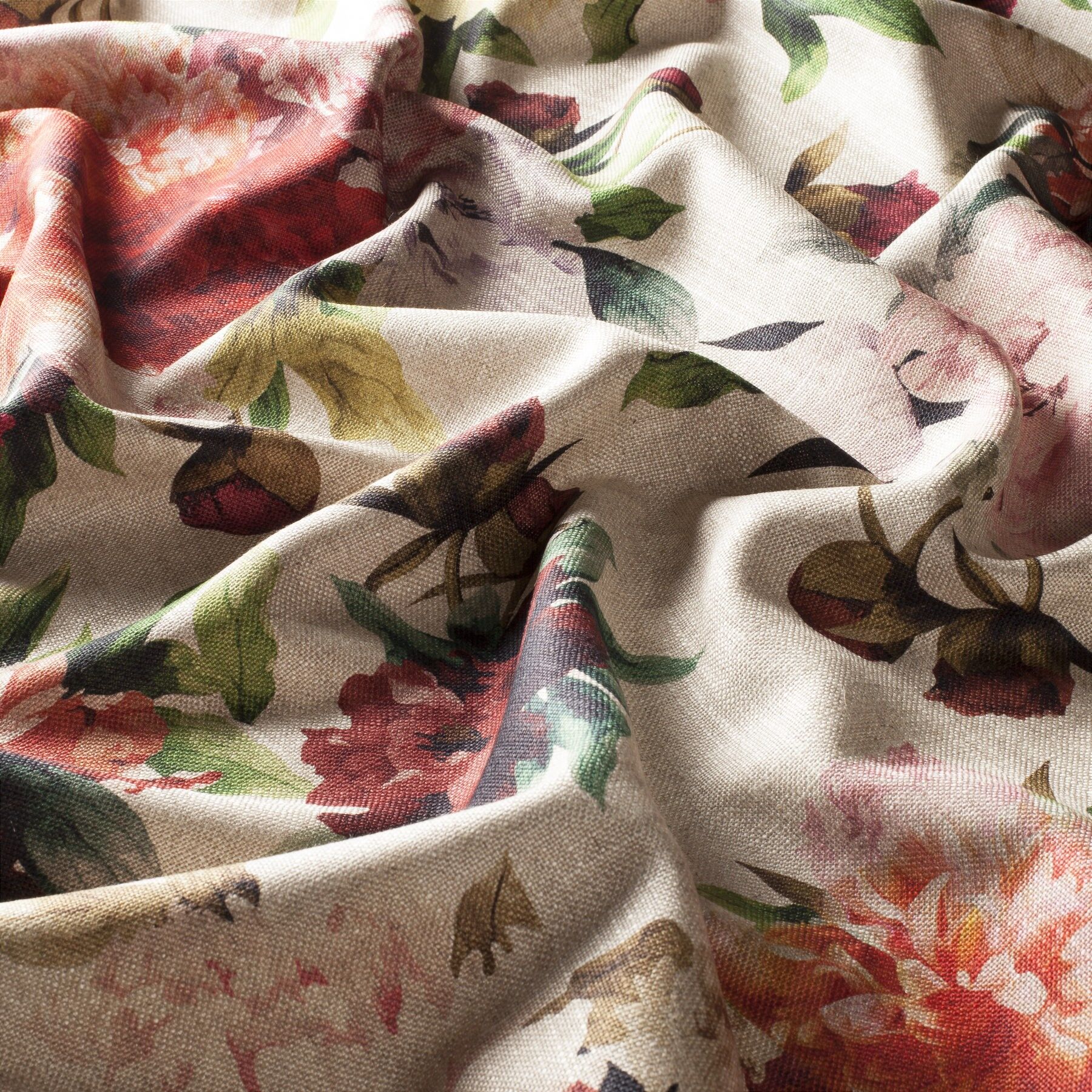 Ca1444 040 Fiore Botanico Jab Vorhangstoff Meterware Mit Blumenmuster Beige Rot