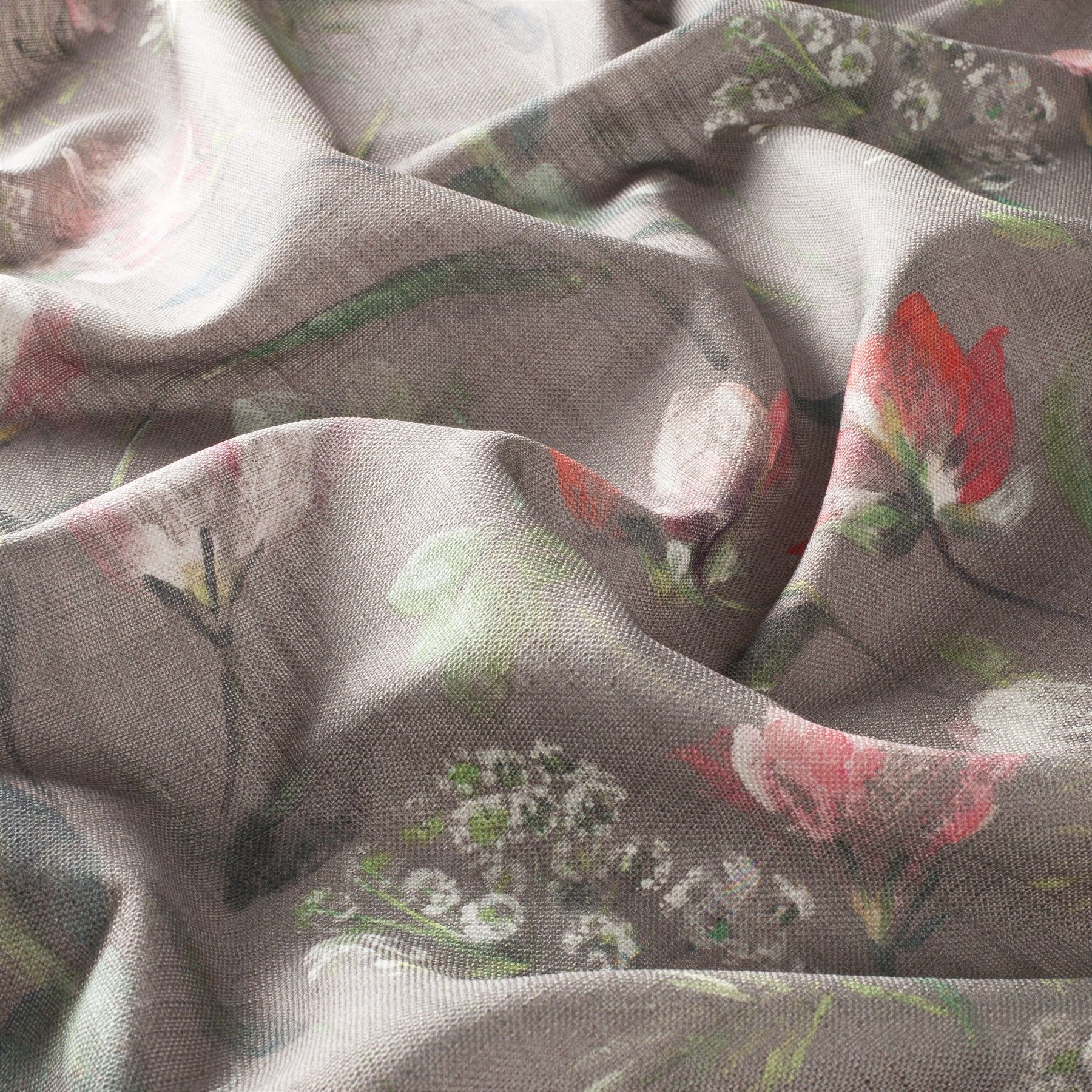 Ch2946 010 Summer Garden Jab Vorhangstoff Meterware Mit Blumenmuster Braun