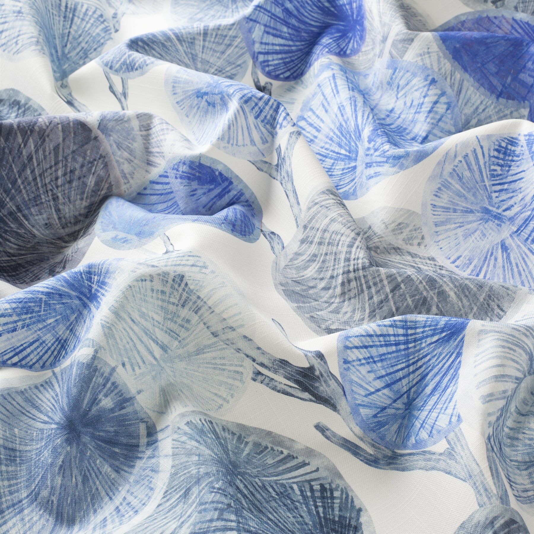 Ch2997 050 Akina Jab Vorhangstoff Meterware Gemustert Blau