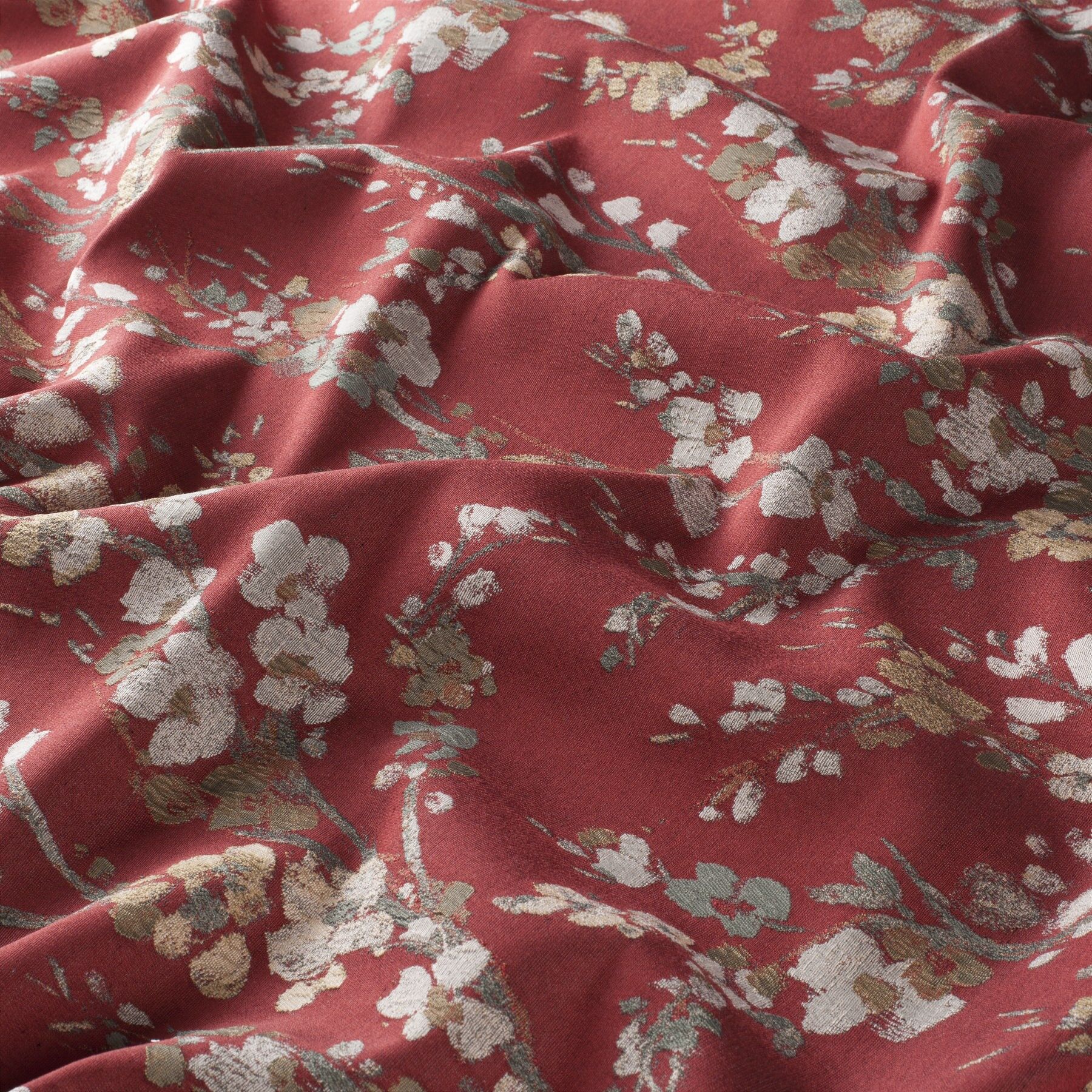 Ja7039 010 Haokan Jab Vorhangstoff Meterware Mit Blumenmuster Rot