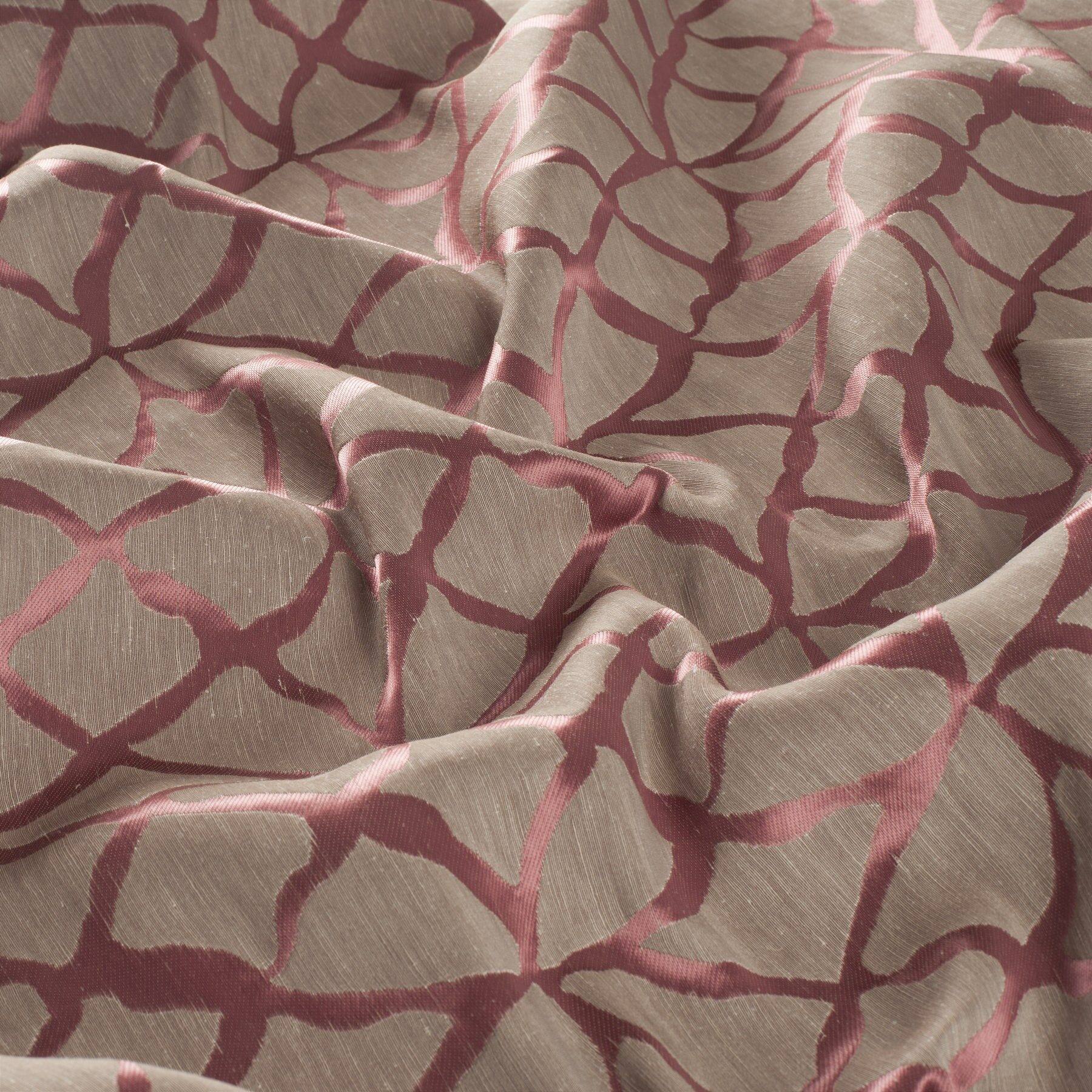 8 1869 010 Verdi Jab Vorhangstoff Meterware Gemustert Braun Rot