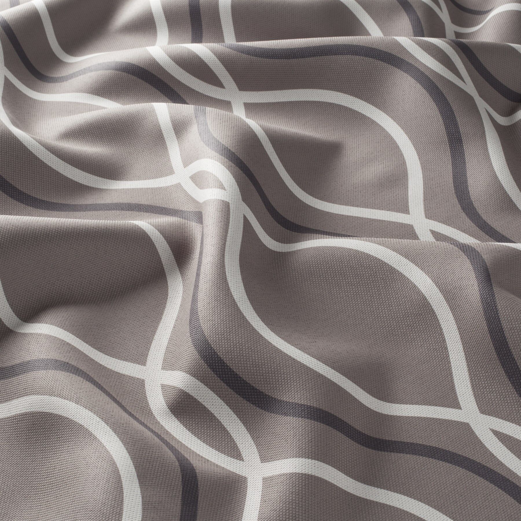 1 8935 020 Wave Jab Vorhangstoff Meterware Gemustert Braun