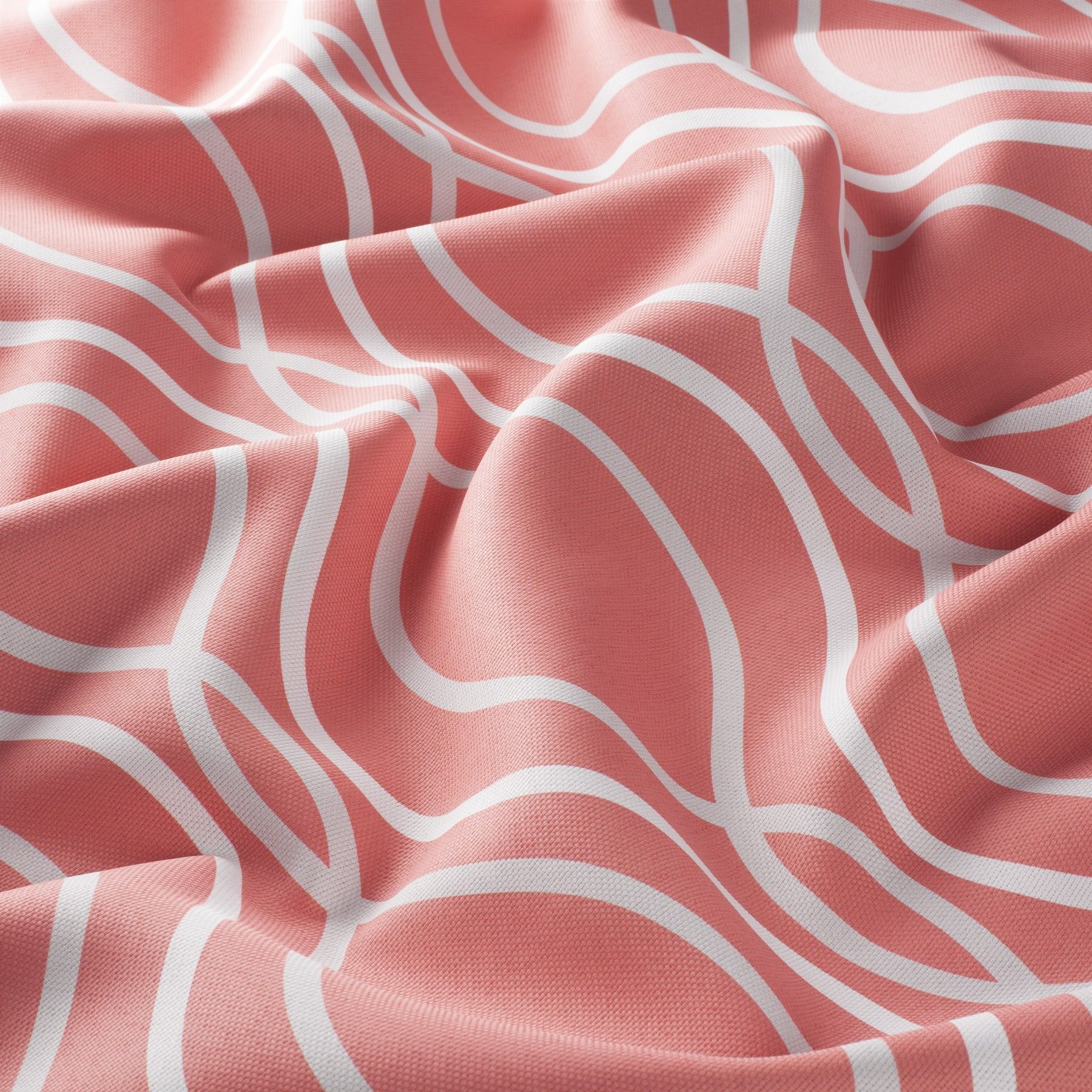 1 8935 060 Wave Jab Vorhangstoff Meterware Gemustert Rot