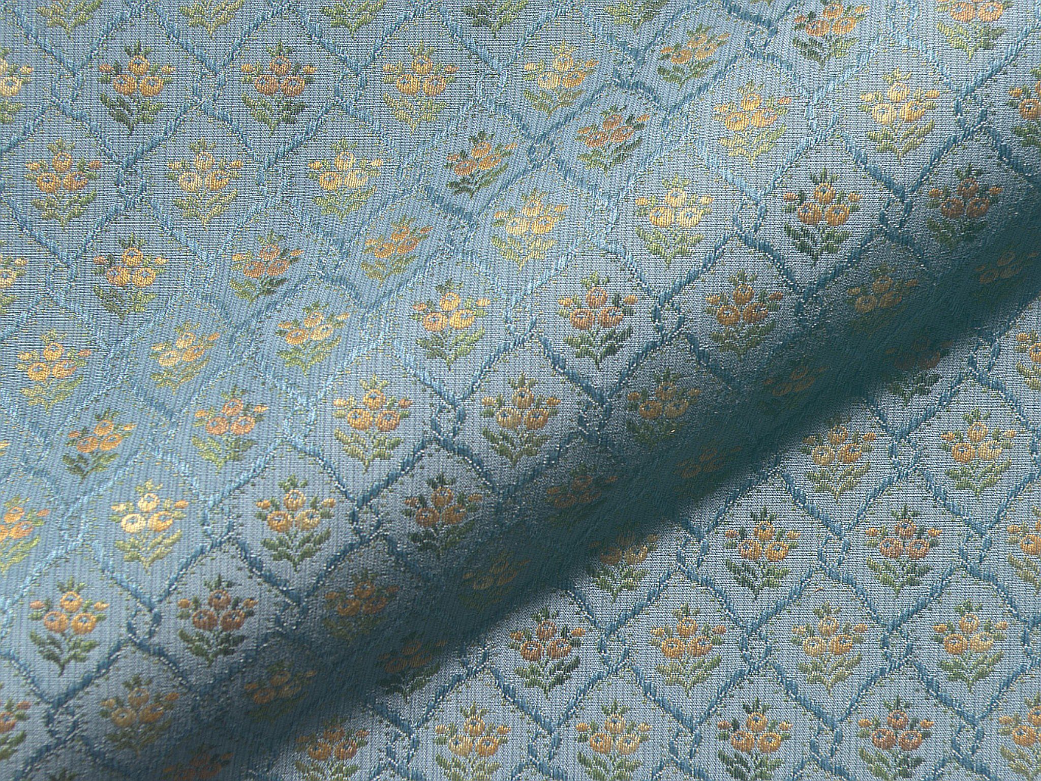Belvedere 562 Biedermeier Moebelstoff Polsterstoff Blumen Tuerkis Blau