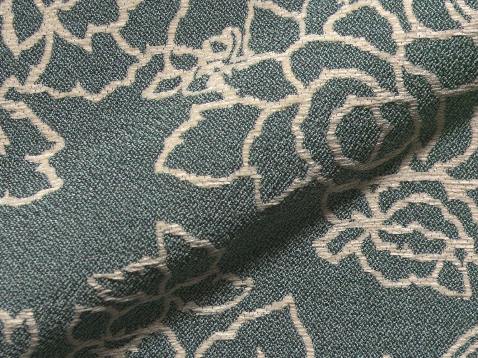 Mali 433 Hoepke Moebelstoff Q2 Polsterstoff Fleckschutz Blumenmuster Blau Beige