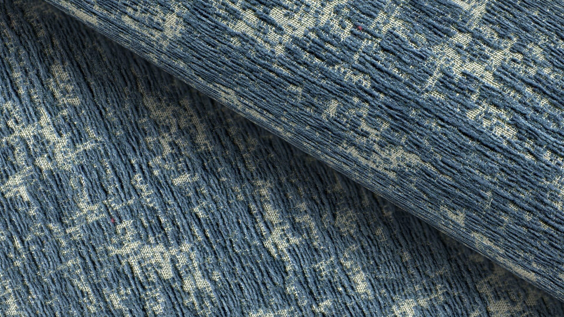 396018 Modena Nachhaltiger Chenille Polsterstoff Fleckschutz Blau