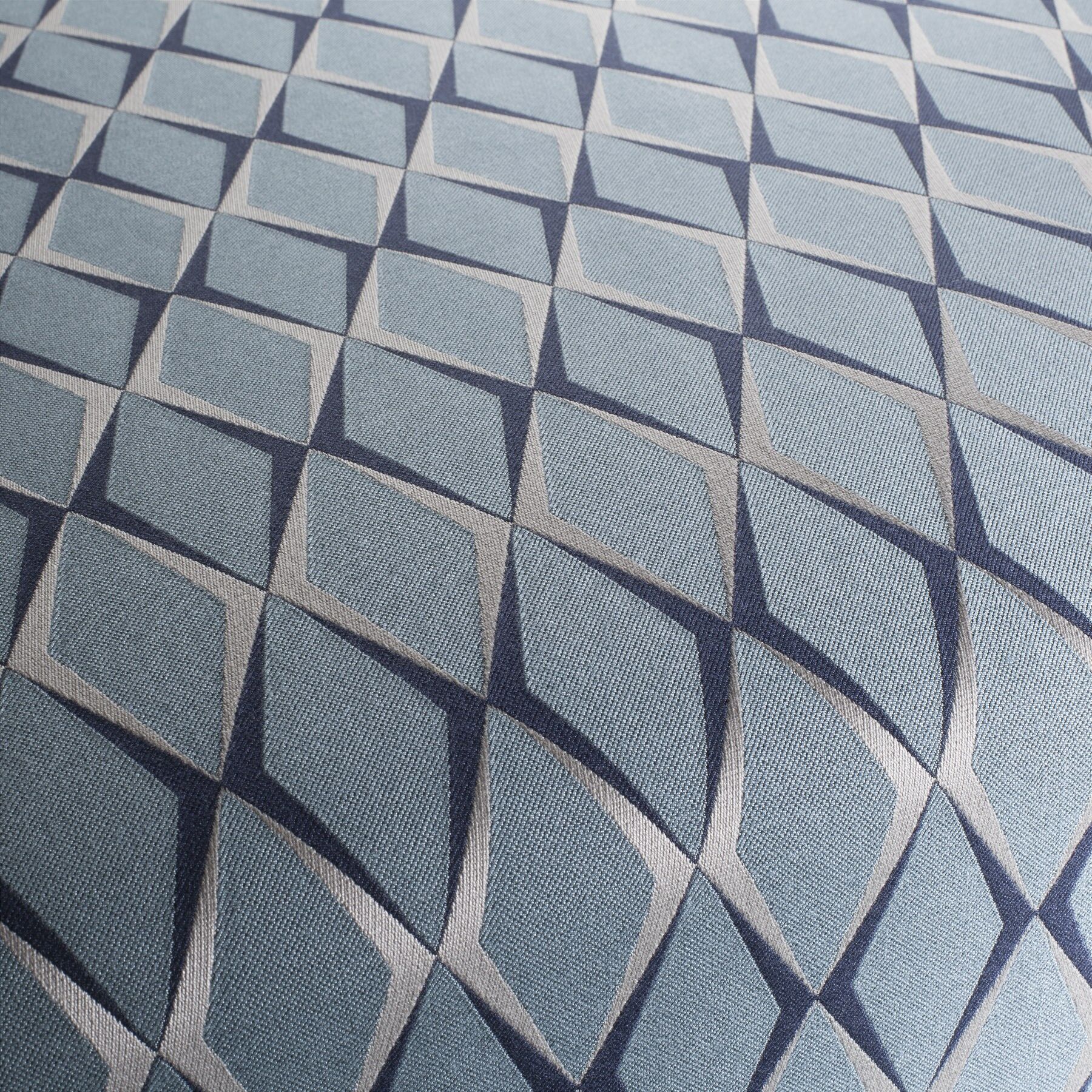 Ca1641 050 Sophistication Gemusterter Polsterstoff Blau Beige Grau