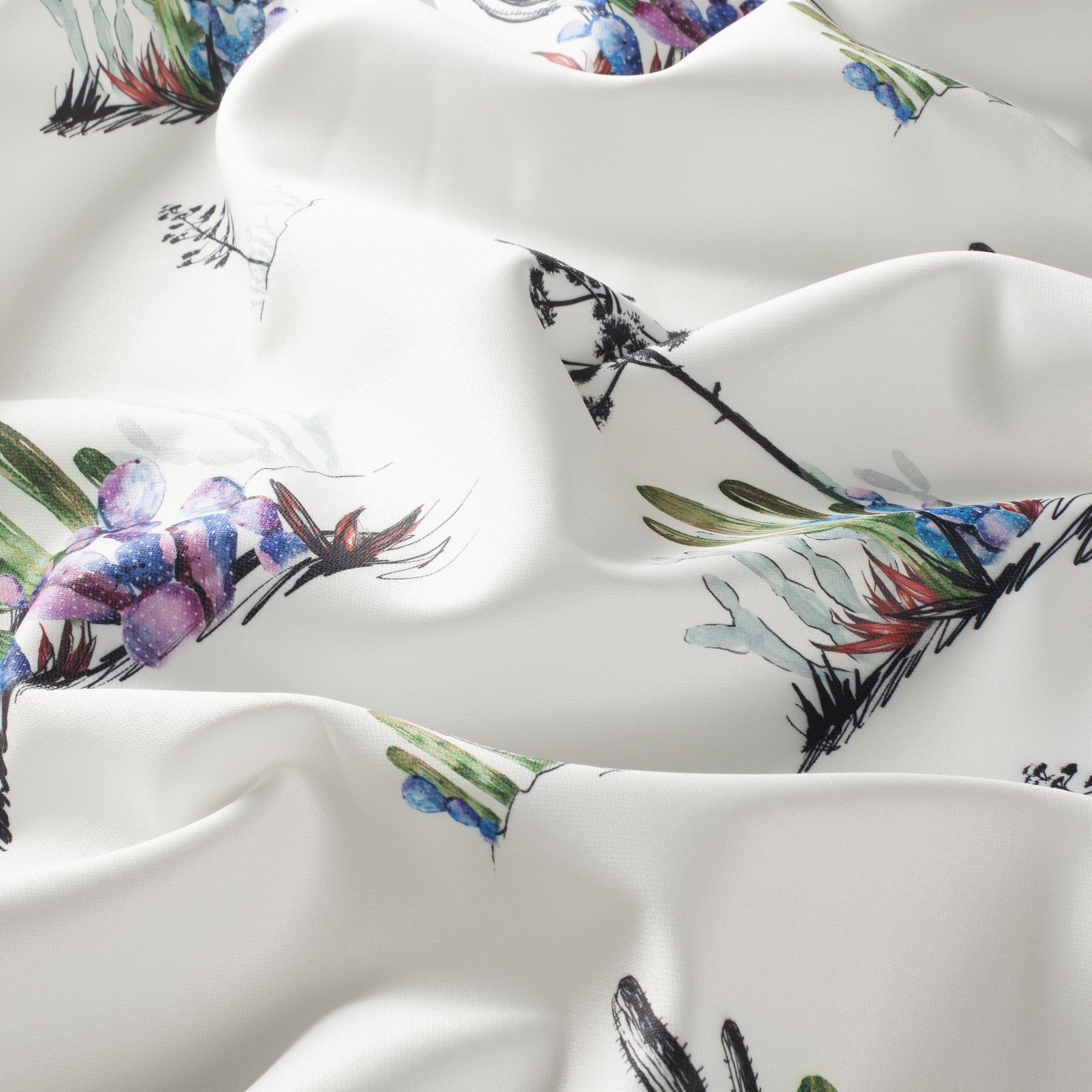 1 8885 080 Cactus Jab Vorhangstoff Meterware Gemustert Weiss Lila