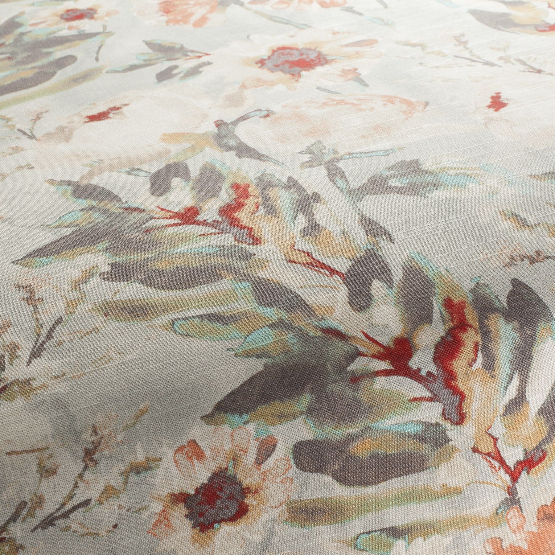 1 8917 060 Kent Jab Vorhangstoff Meterware Mit Blumenmuster Beige Rot