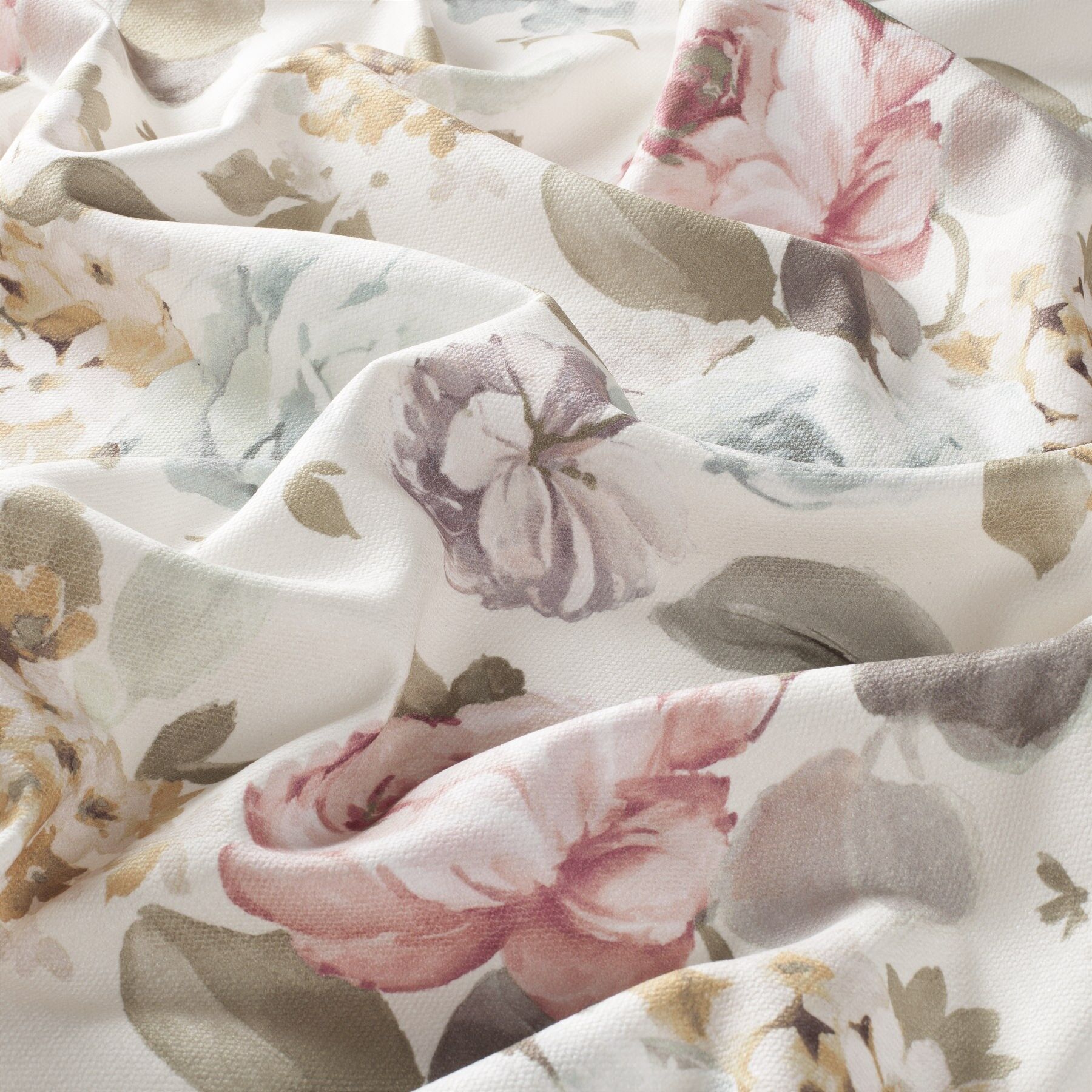 8 1845 080 Rosalind Jab Vorhangstoff Meterware Mit Blumenmuster Beige Rosa Blau