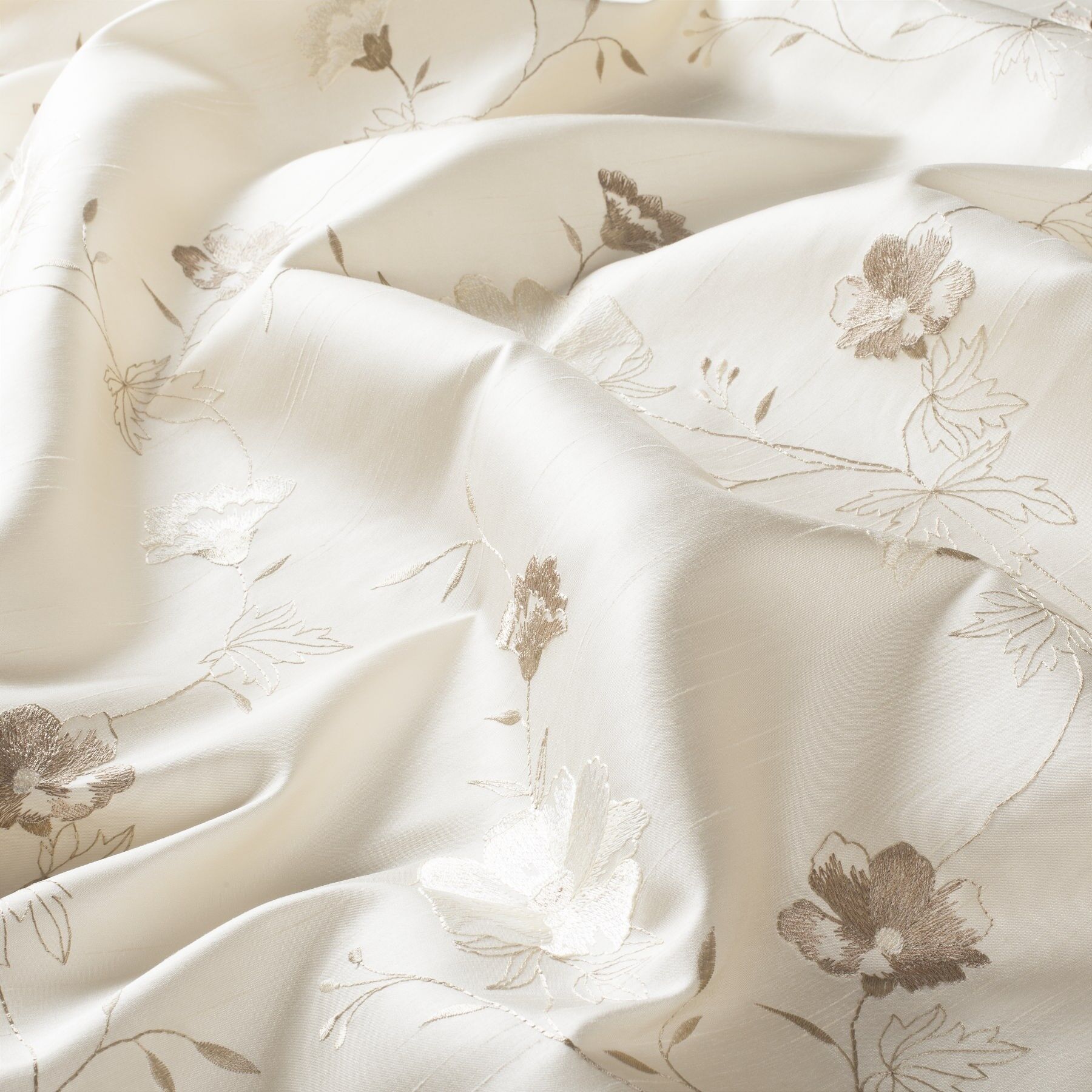 8 1855 070 Violet Jab Vorhangstoff Meterware Mit Blumenmuster Creme Braun
