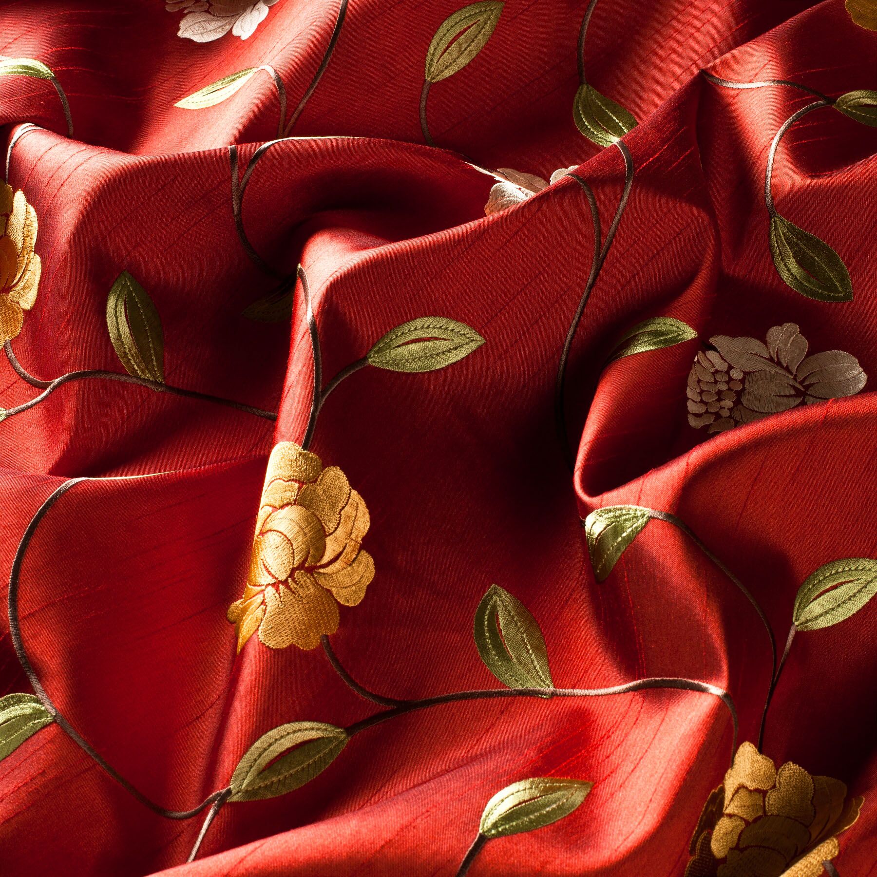 9 7109 110 Lupara Jab Vorhangstoff Meterware Mit Blumenmuster Rot