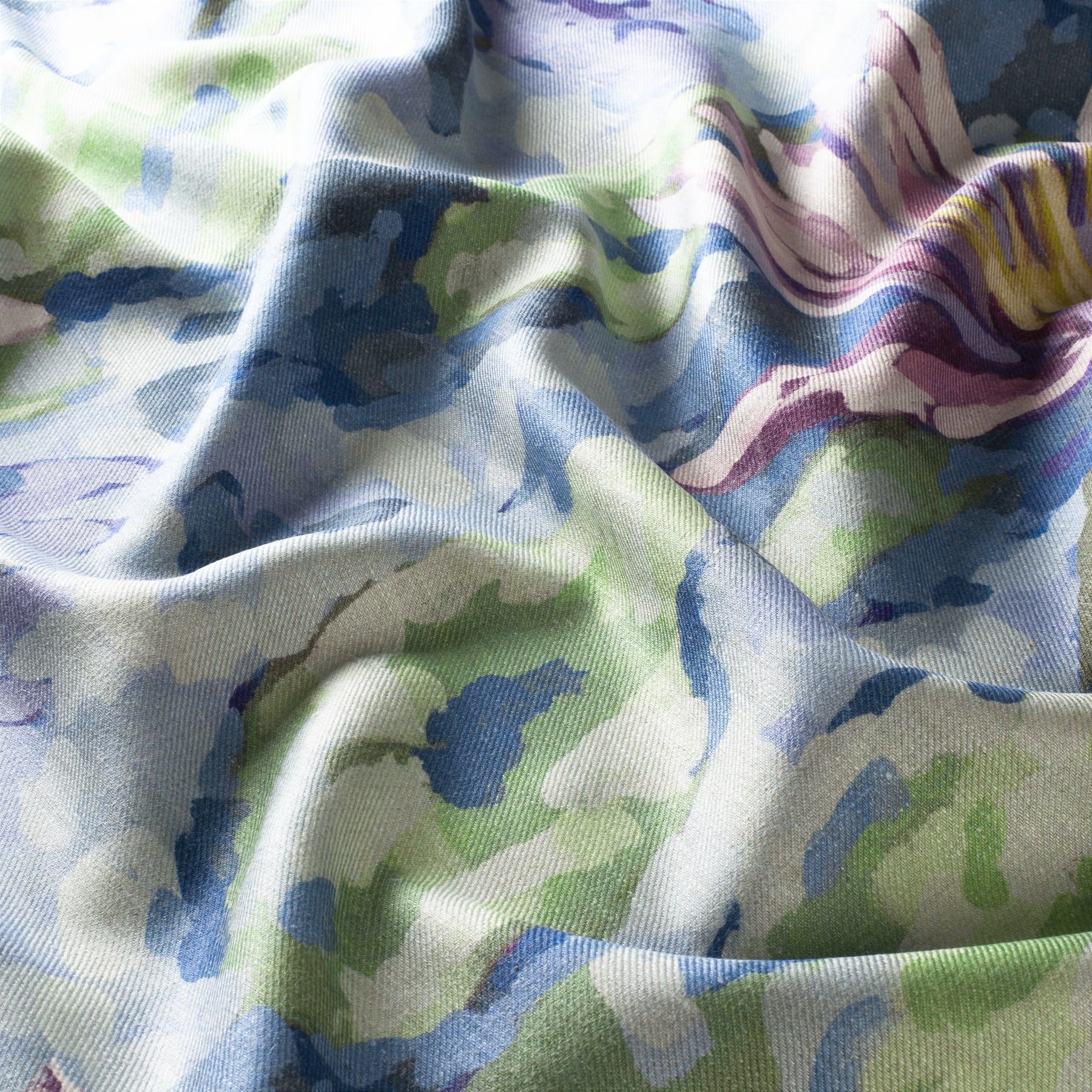 Ca1572 050 By The Lake Jab Vorhangstoff Meterware Mit Blumenmuster Blau Rosa