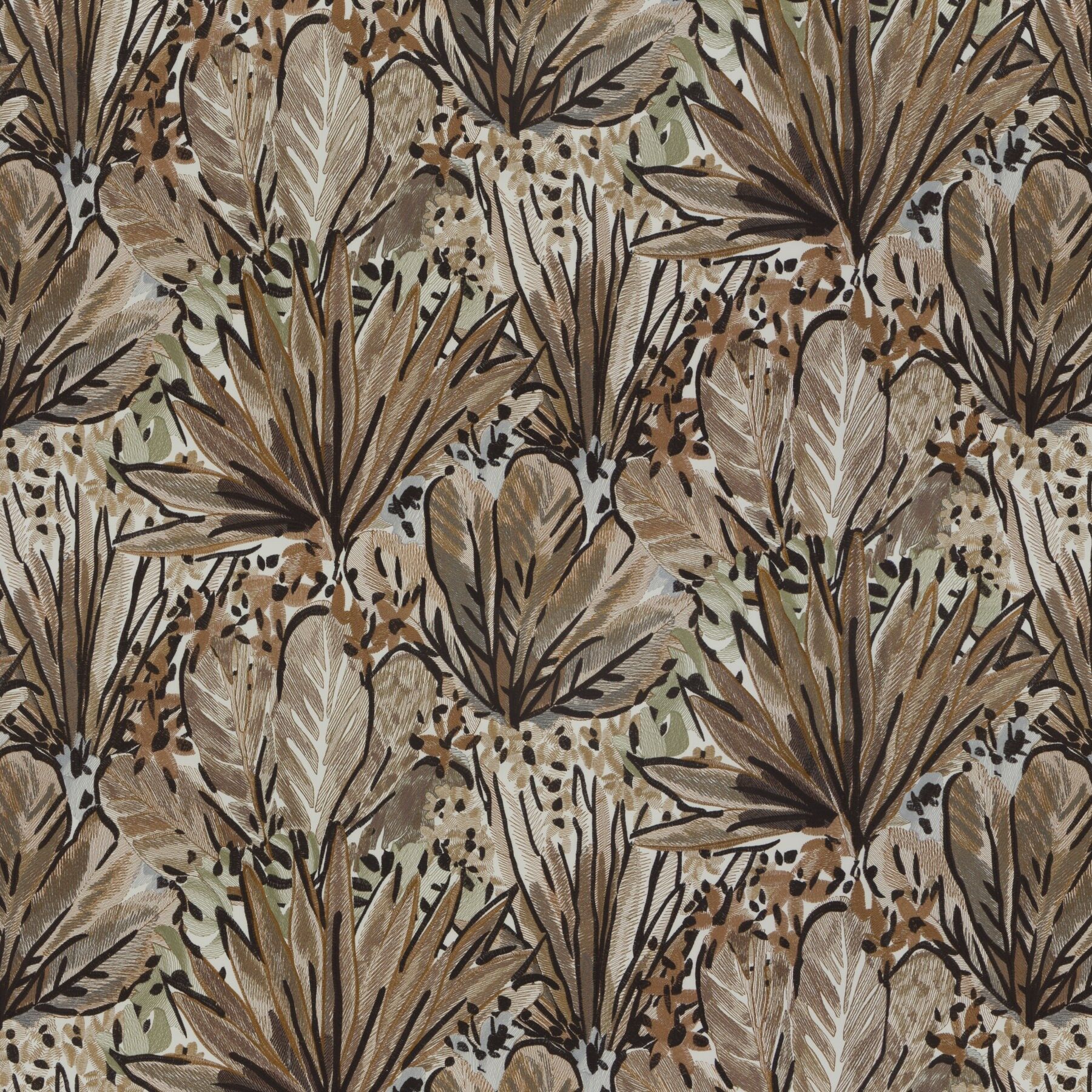 Ca1737 020 Palm Bay Jab Vorhangstoff Meterware Mit Blumenmuster Braun Beige 1