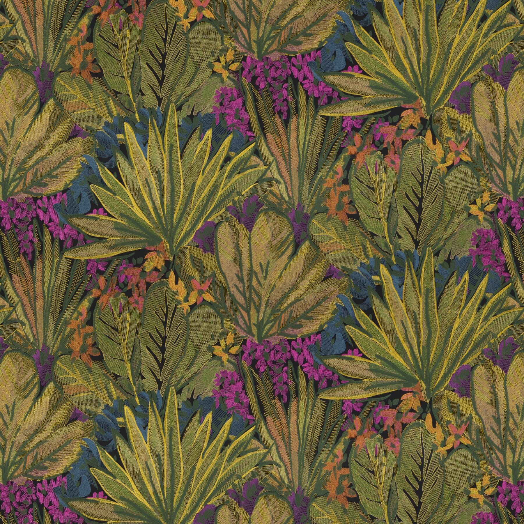 Ca1737 030 Palm Bay Jab Vorhangstoff Meterware Mit Blumenmuster Gruen Lila Blau 1